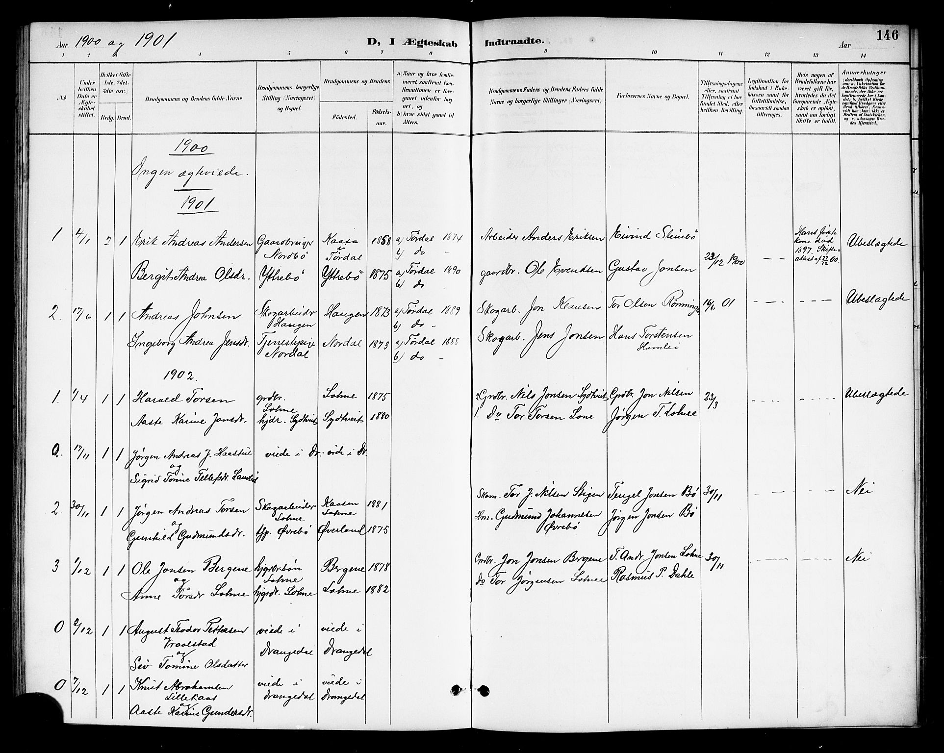 Drangedal kirkebøker, AV/SAKO-A-258/G/Gb/L0002: Klokkerbok nr. II 2, 1895-1918, s. 146