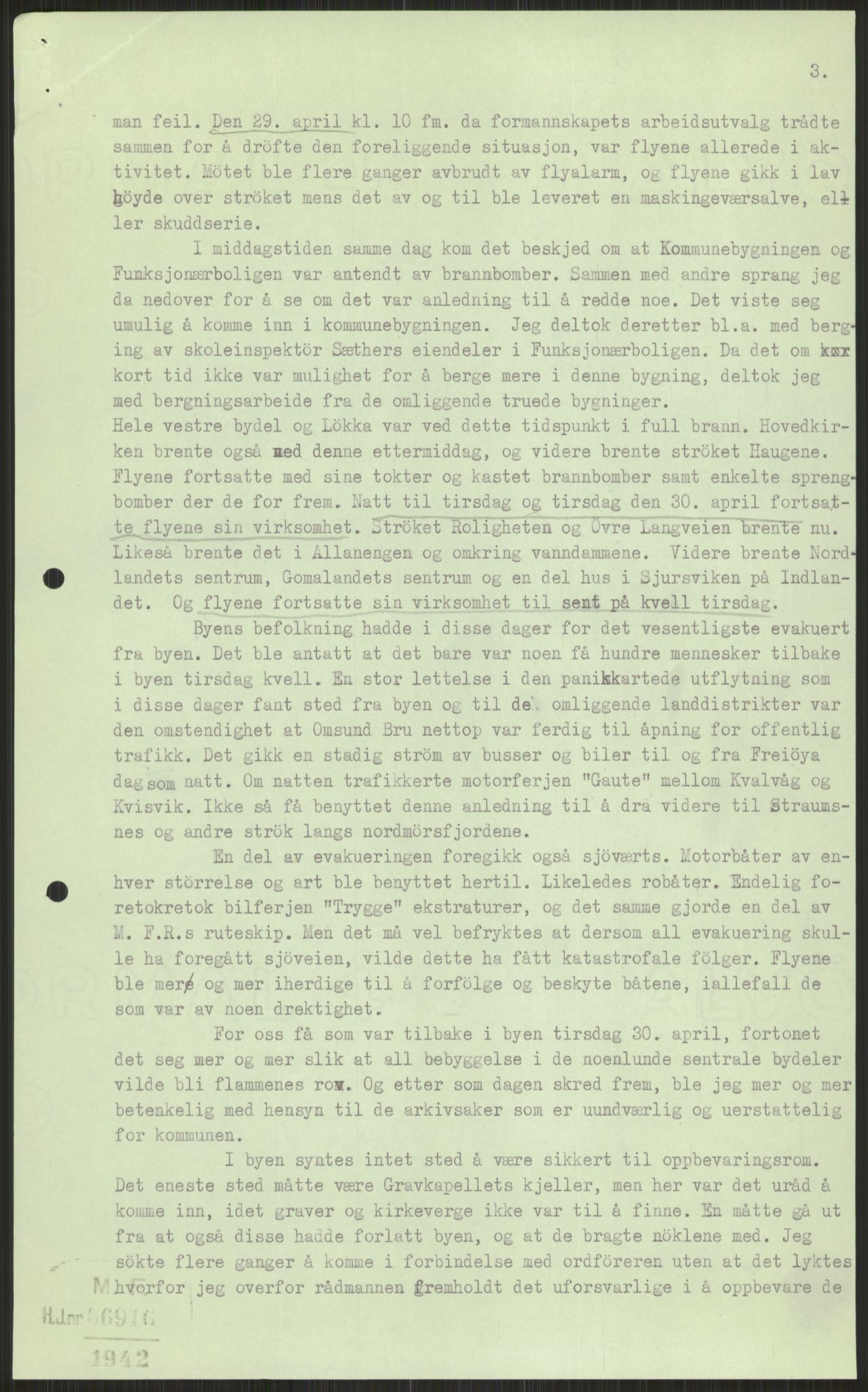 Forsvaret, Forsvarets krigshistoriske avdeling, AV/RA-RAFA-2017/Y/Ya/L0015: II-C-11-31 - Fylkesmenn.  Rapporter om krigsbegivenhetene 1940., 1940, s. 639