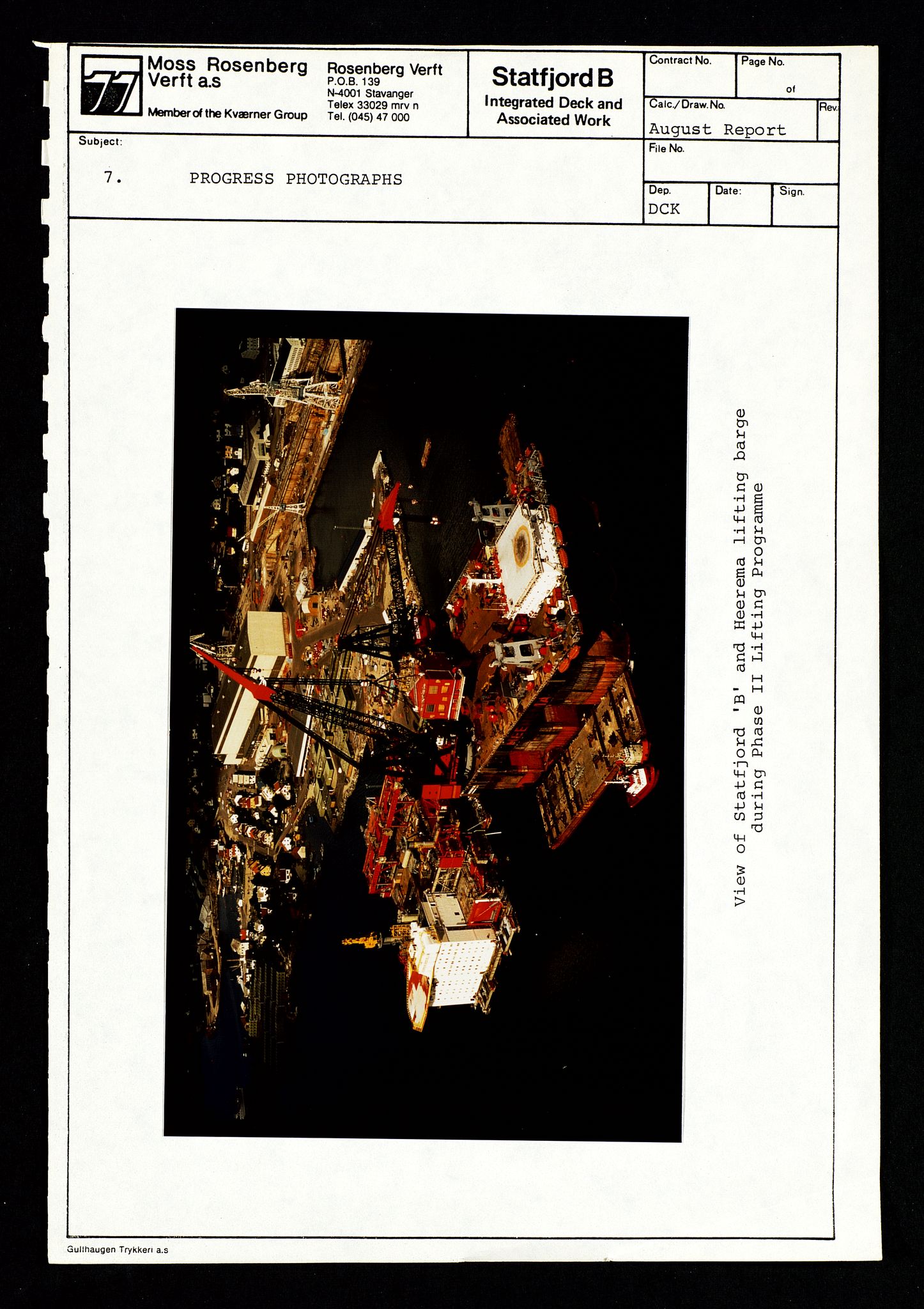 Pa 1400 - Moss Rosenberg Verft A/S, SAST/A-101696/E/Eb/Ebg/L0001: Statfjord B: Deck og offshore, 1979-1982, s. 4