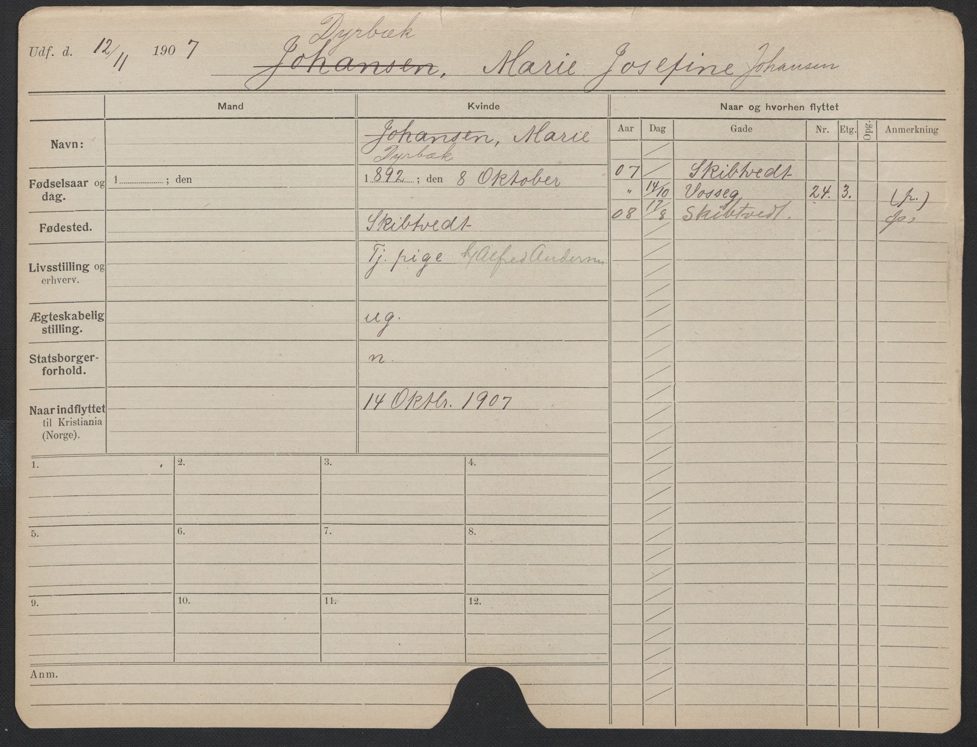 Oslo folkeregister, Registerkort, AV/SAO-A-11715/F/Fa/Fac/L0013: Kvinner, 1906-1914, s. 1350a