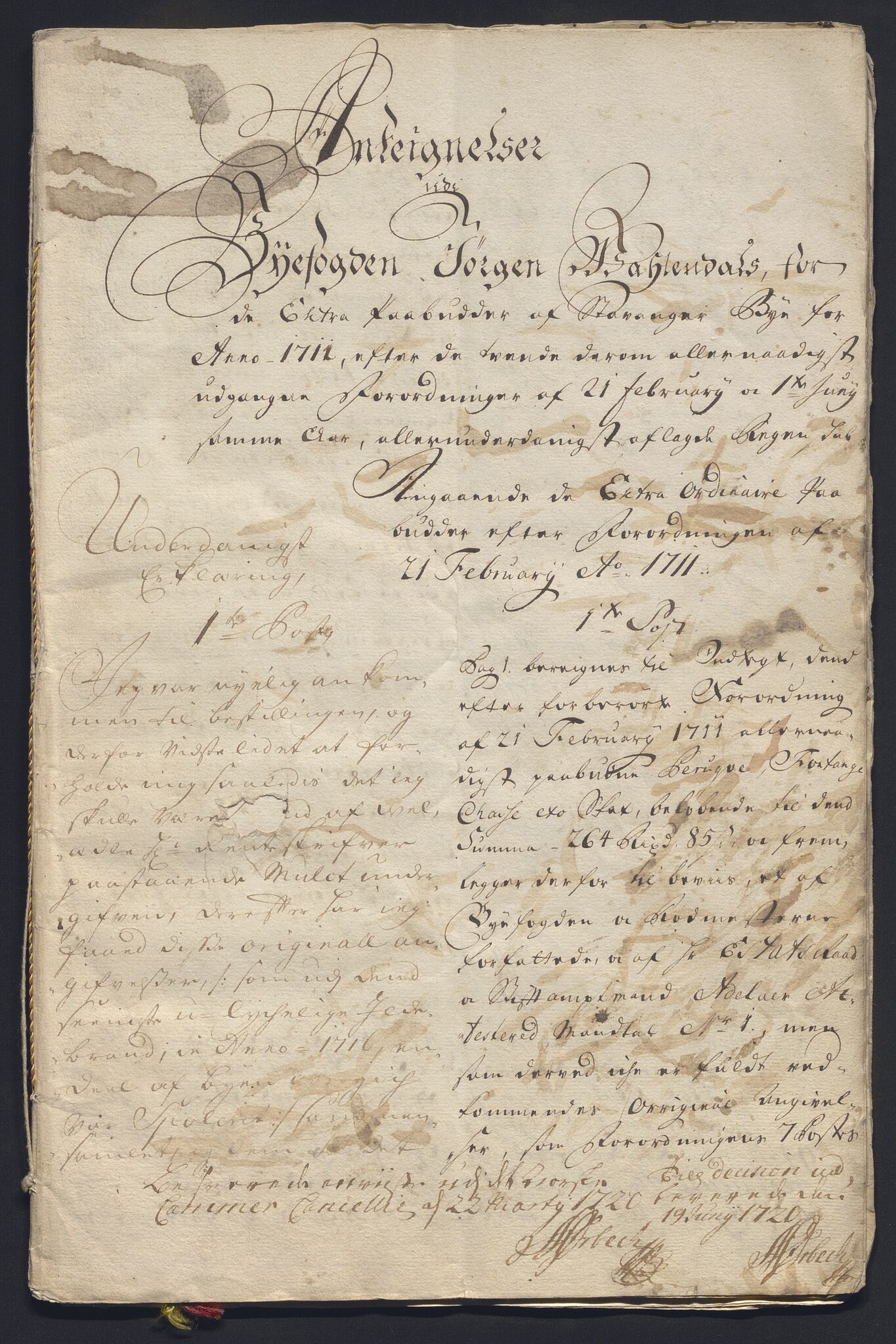 Rentekammeret inntil 1814, Reviderte regnskaper, Byregnskaper, RA/EA-4066/R/Ro/L0302: [O4] Kontribusjonsregnskap, 1687-1711, s. 397