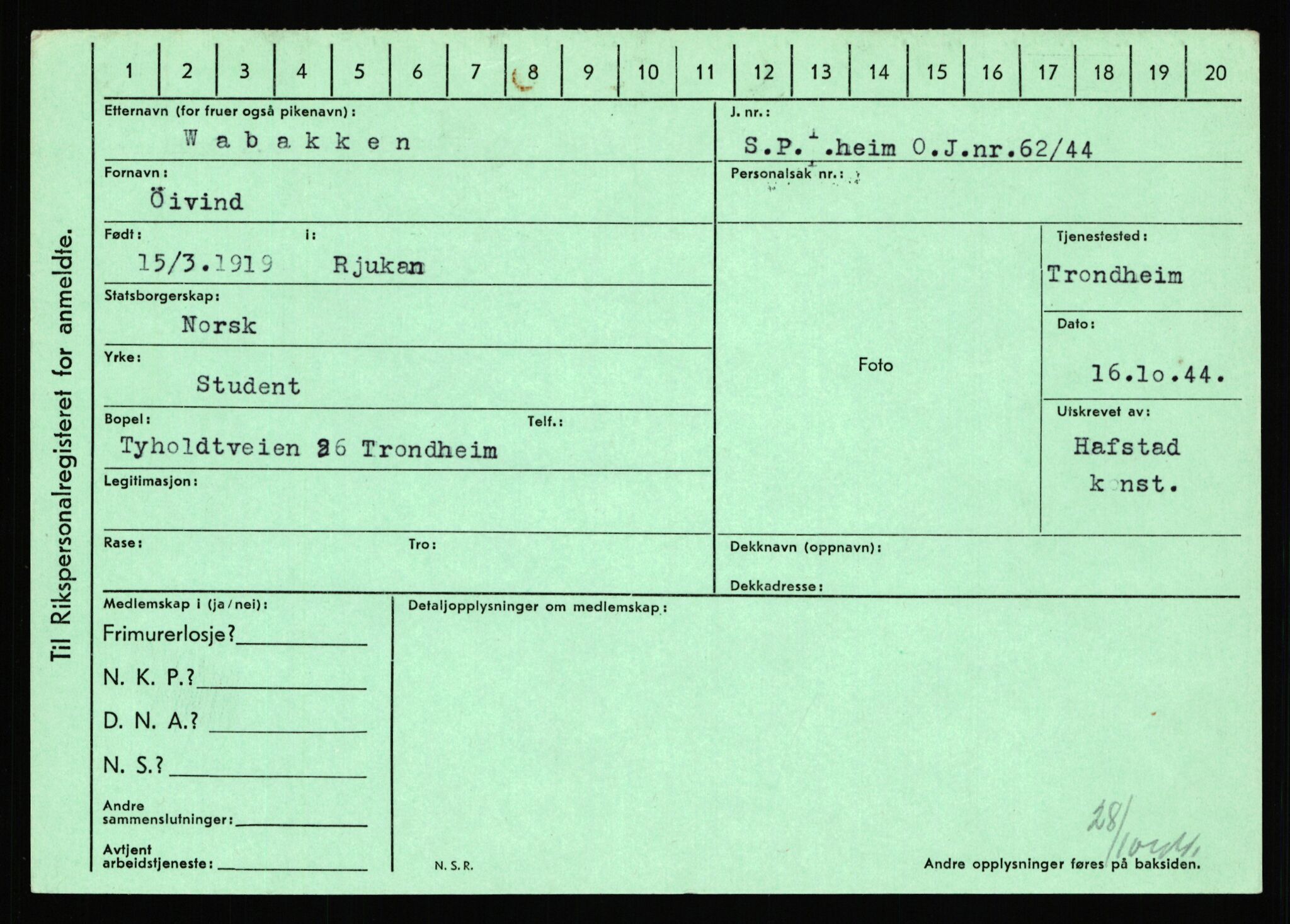 Statspolitiet - Hovedkontoret / Osloavdelingen, AV/RA-S-1329/C/Ca/L0016: Uberg - Øystese, 1943-1945, s. 1650