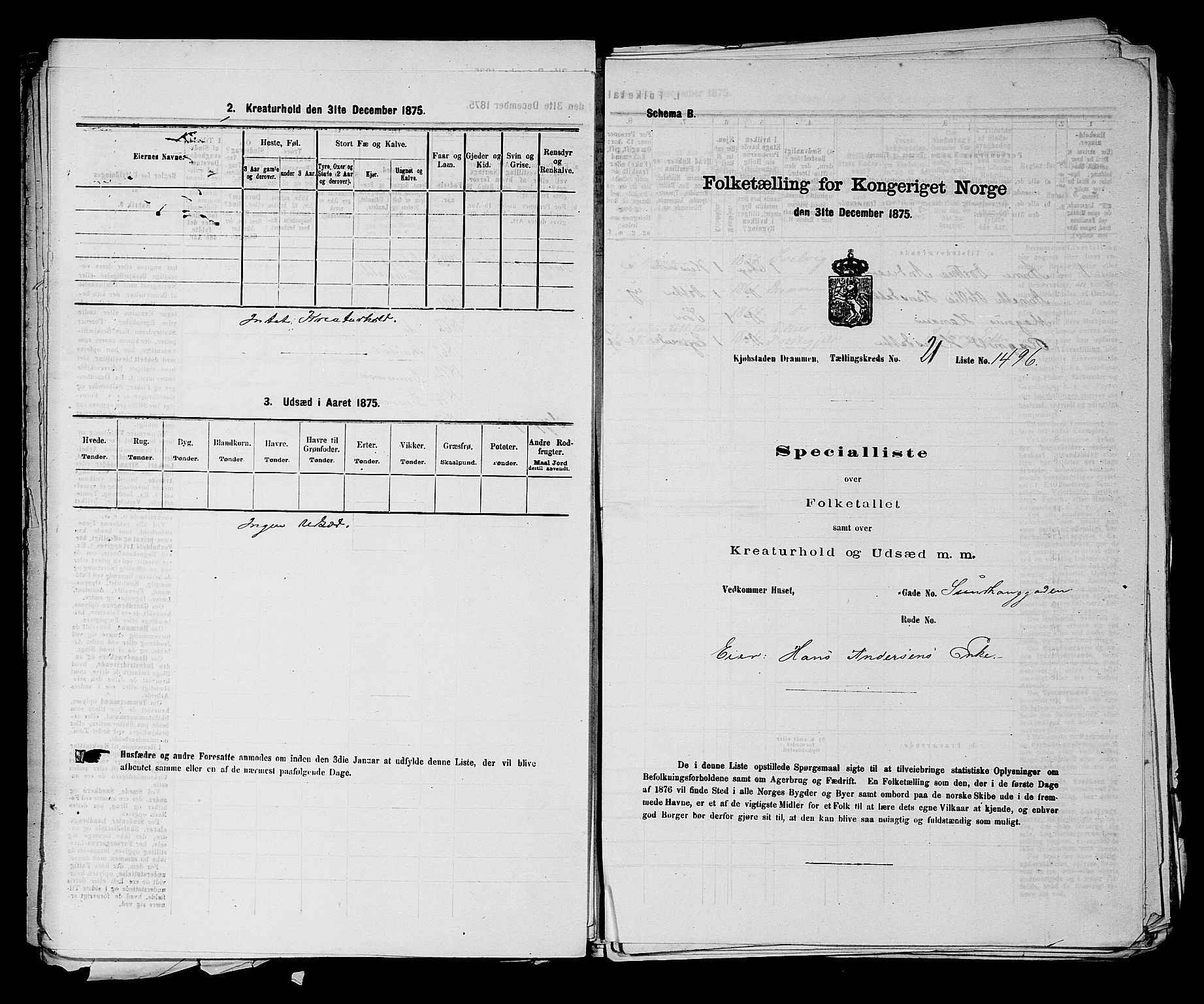 SAKO, Folketelling 1875 for 0602 Drammen kjøpstad, 1875, s. 2121