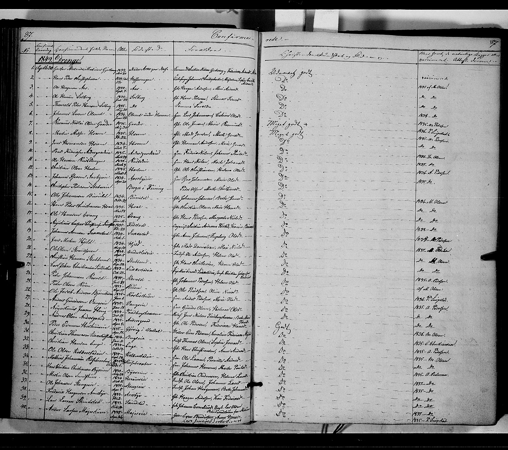 Østre Toten prestekontor, AV/SAH-PREST-104/H/Ha/Haa/L0003: Ministerialbok nr. 3, 1848-1856, s. 87