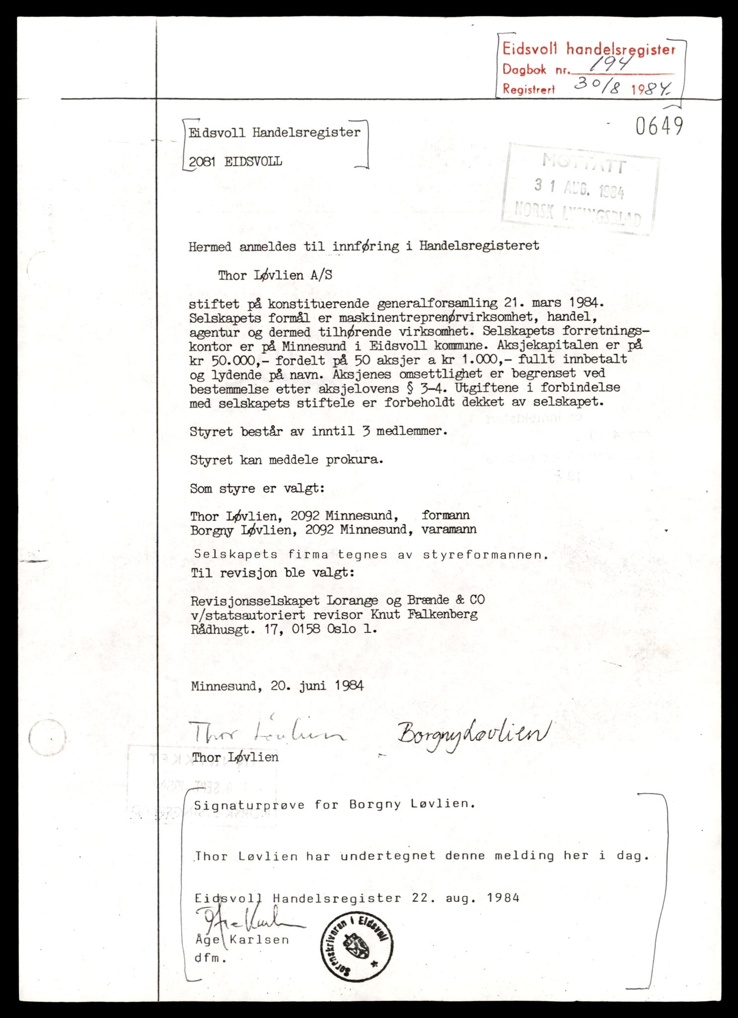 Eidsvoll tingrett, AV/SAT-A-10371/K/Kd/Kdb/L0028:  Aksjeselskap, Th-Ullensaker B , 1944-1990