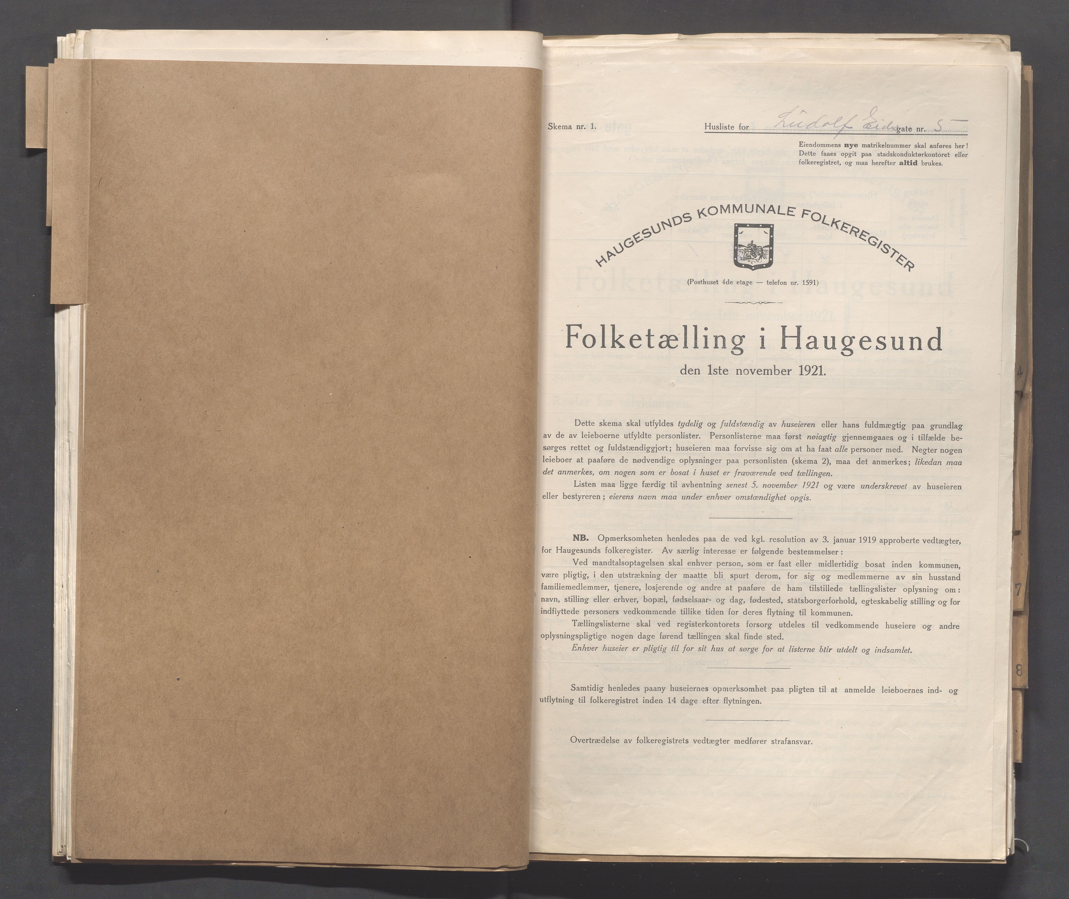 IKAR, Kommunal folketelling 1.11.1921 for Haugesund, 1921, s. 3045