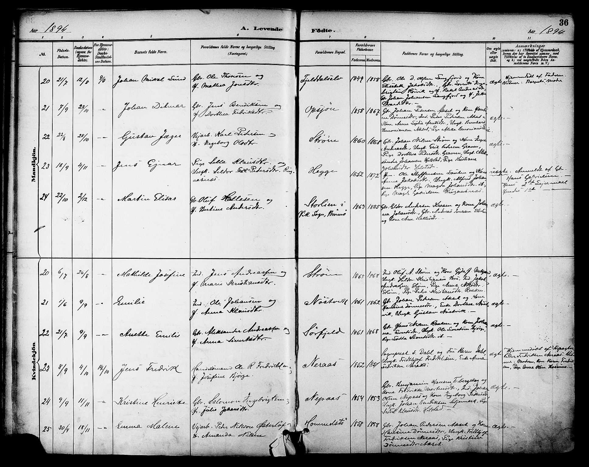 Ministerialprotokoller, klokkerbøker og fødselsregistre - Nordland, SAT/A-1459/814/L0226: Ministerialbok nr. 814A07, 1886-1898, s. 36