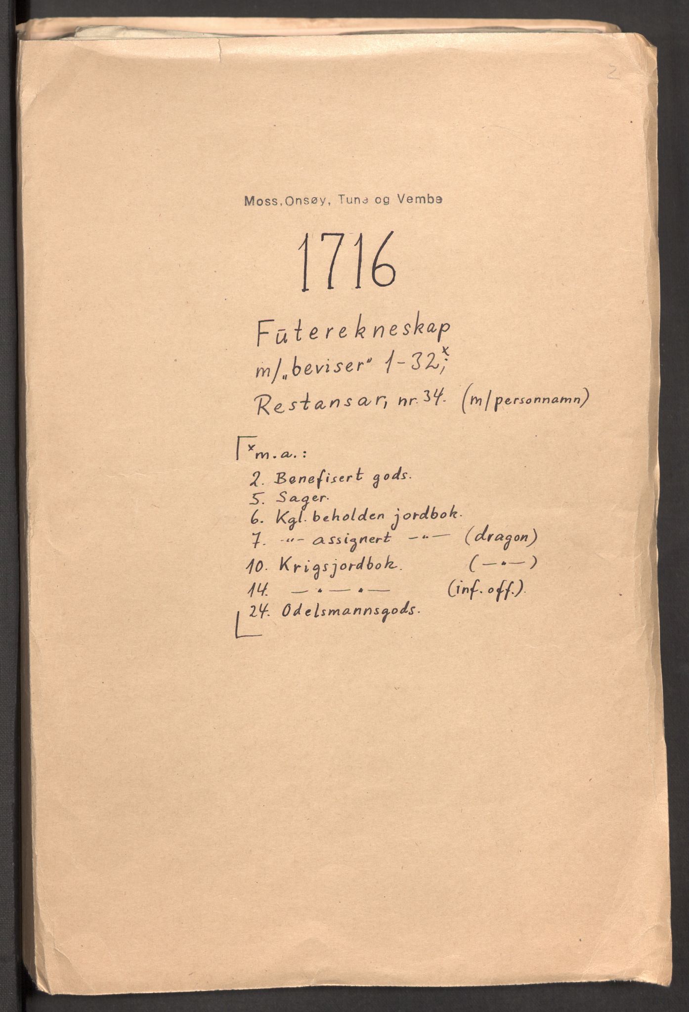 Rentekammeret inntil 1814, Reviderte regnskaper, Fogderegnskap, AV/RA-EA-4092/R04/L0140: Fogderegnskap Moss, Onsøy, Tune, Veme og Åbygge, 1715-1716, s. 264