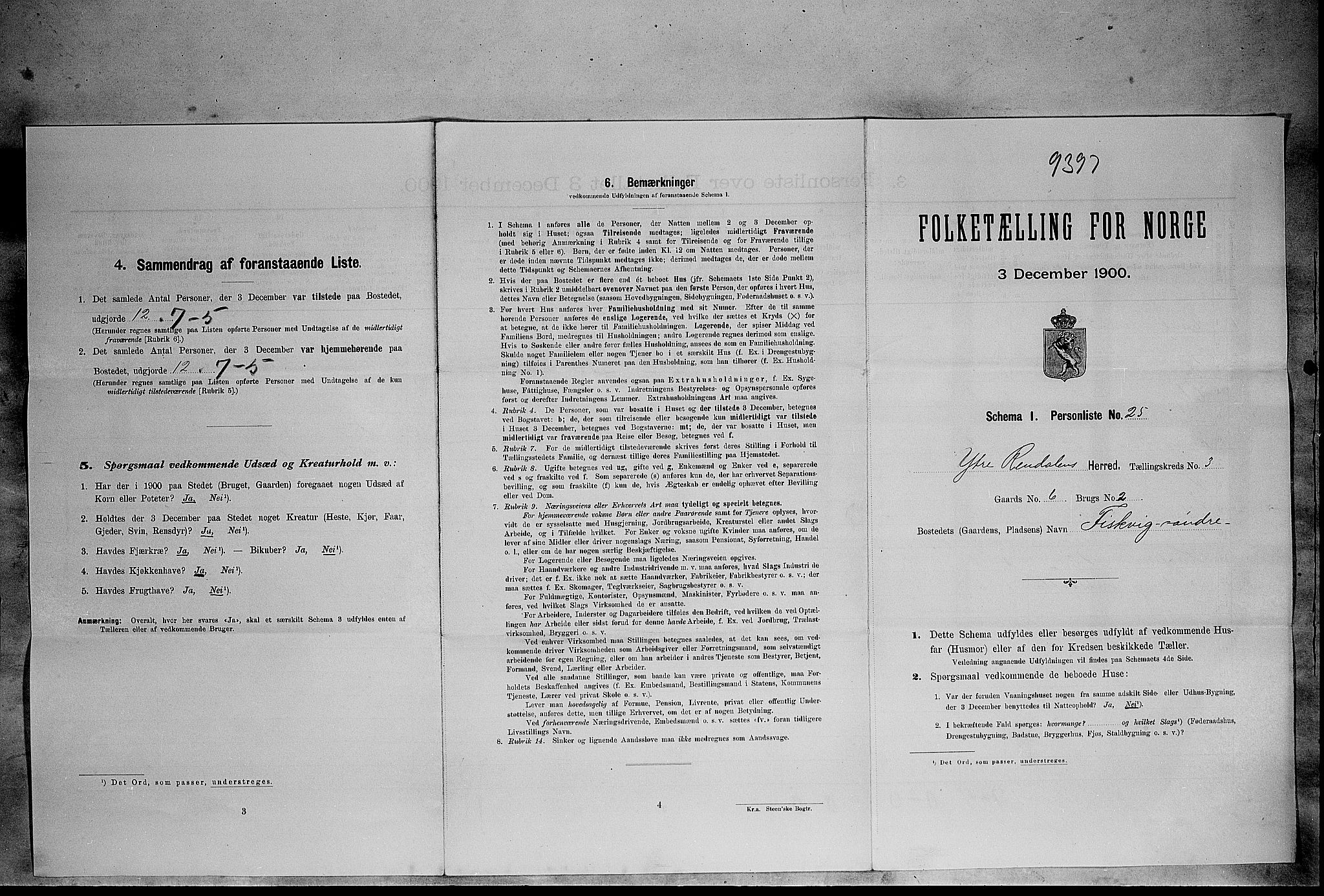 SAH, Folketelling 1900 for 0432 Ytre Rendal herred, 1900, s. 292