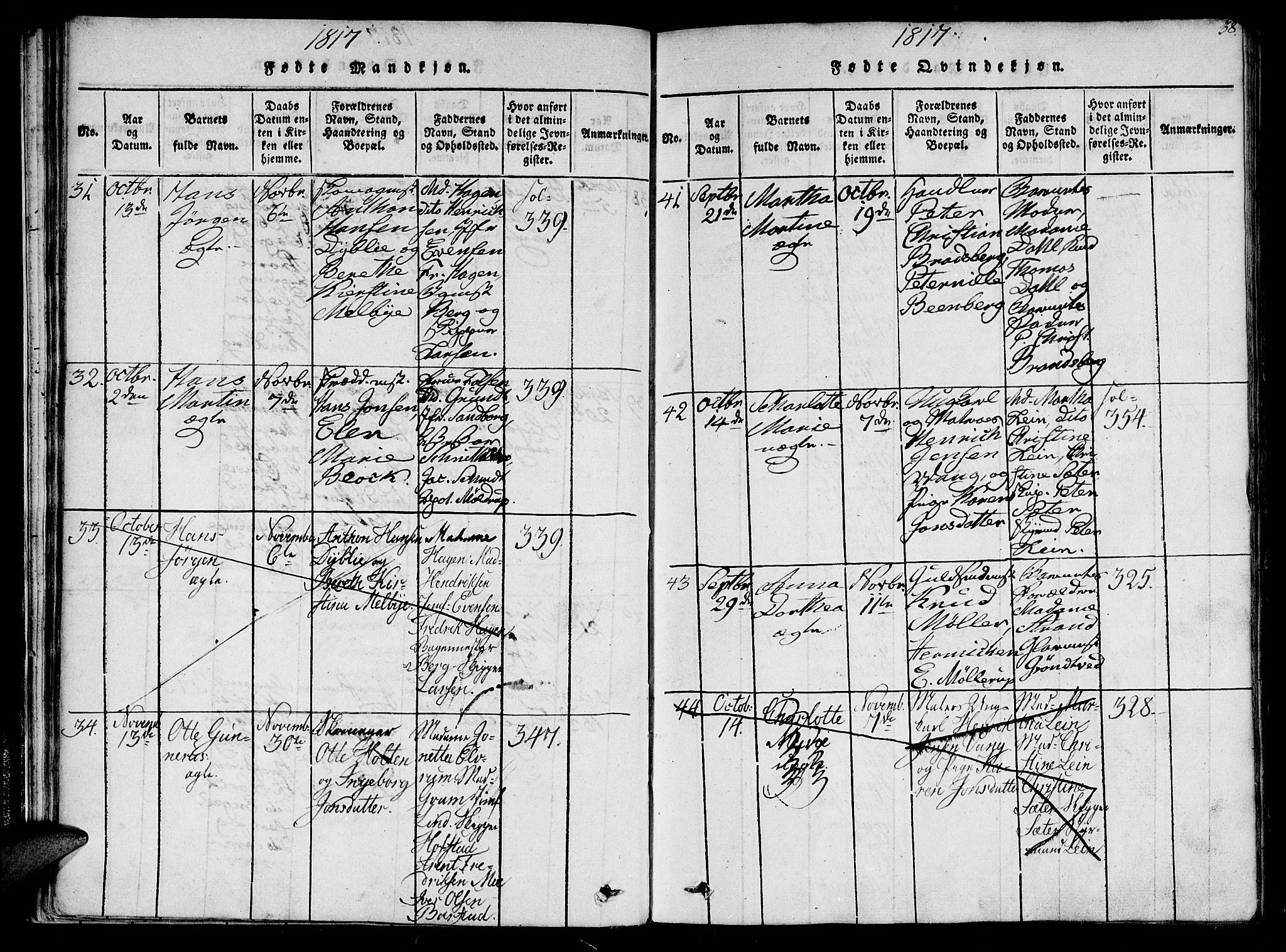 Ministerialprotokoller, klokkerbøker og fødselsregistre - Sør-Trøndelag, SAT/A-1456/602/L0107: Ministerialbok nr. 602A05, 1815-1821, s. 38
