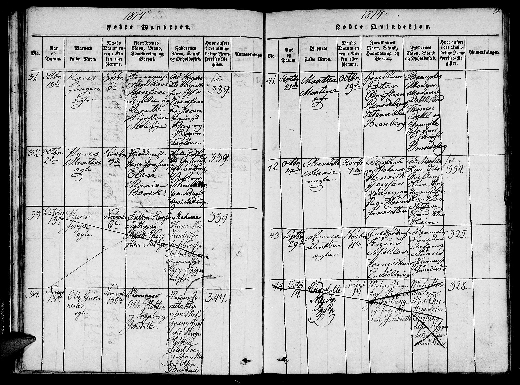 Ministerialprotokoller, klokkerbøker og fødselsregistre - Sør-Trøndelag, AV/SAT-A-1456/602/L0107: Ministerialbok nr. 602A05, 1815-1821, s. 38