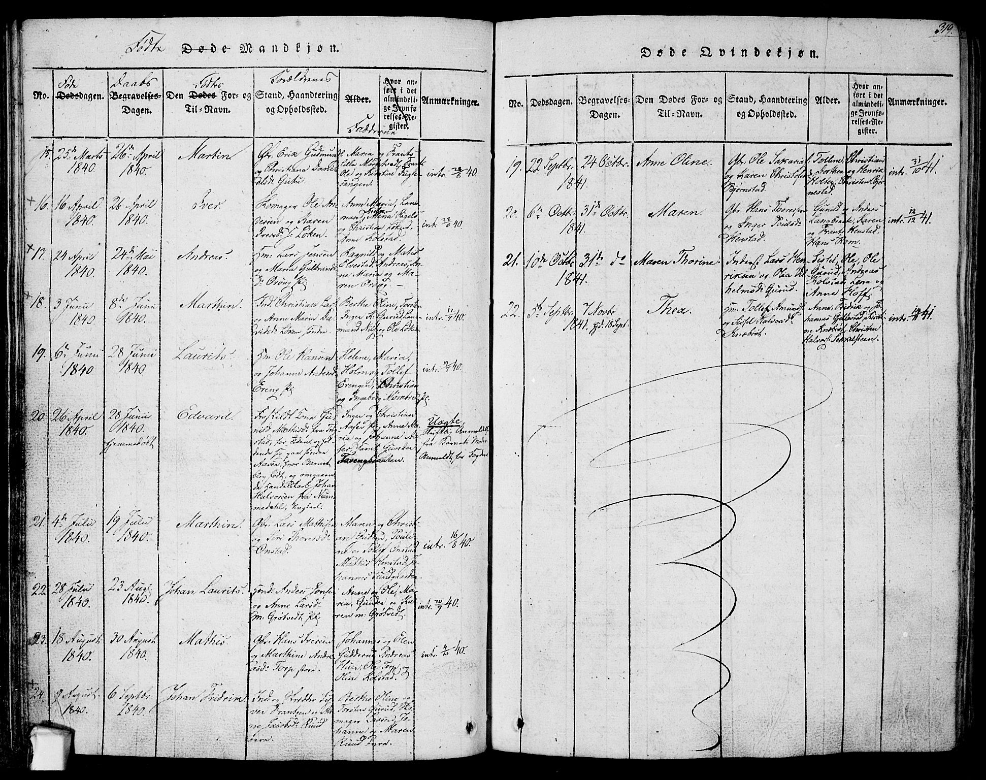 Askim prestekontor Kirkebøker, SAO/A-10900/F/Fa/L0004: Ministerialbok nr. 4, 1817-1846, s. 318-319