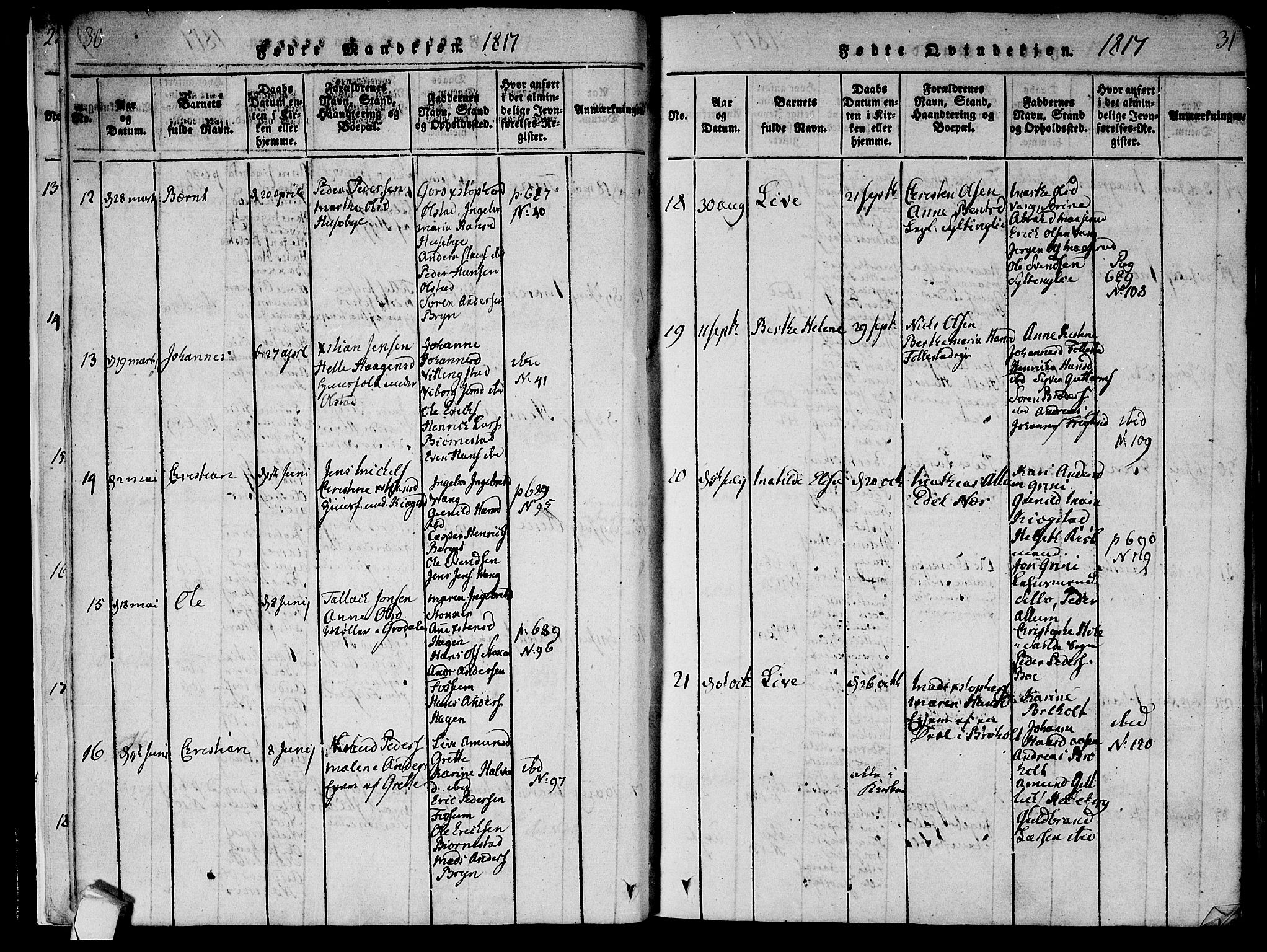 Røyken kirkebøker, AV/SAKO-A-241/F/Fa/L0004: Ministerialbok nr. 4, 1814-1832, s. 30-31
