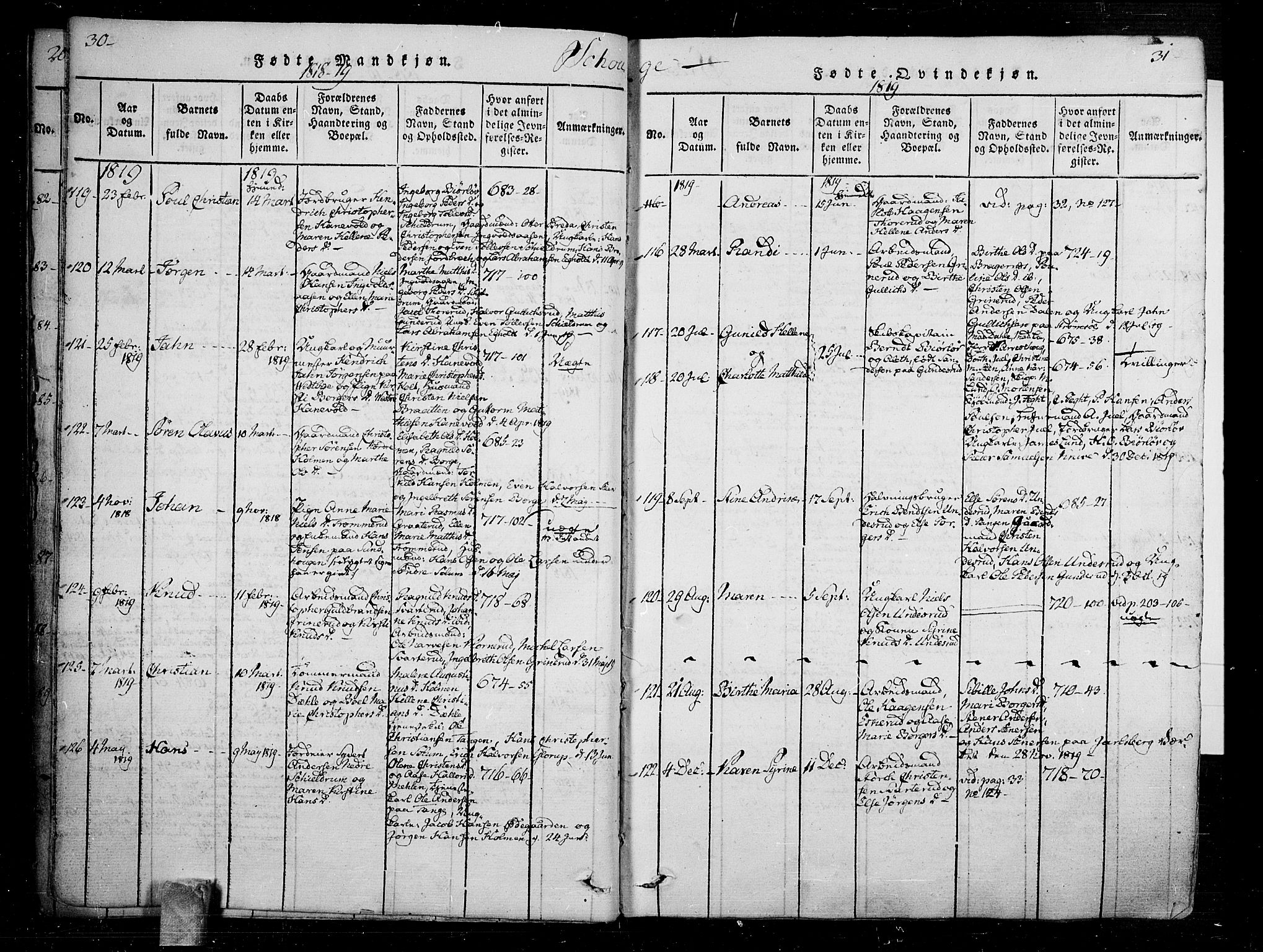 Skoger kirkebøker, SAKO/A-59/F/Fa/L0002: Ministerialbok nr. I 2 /1, 1814-1842, s. 30-31