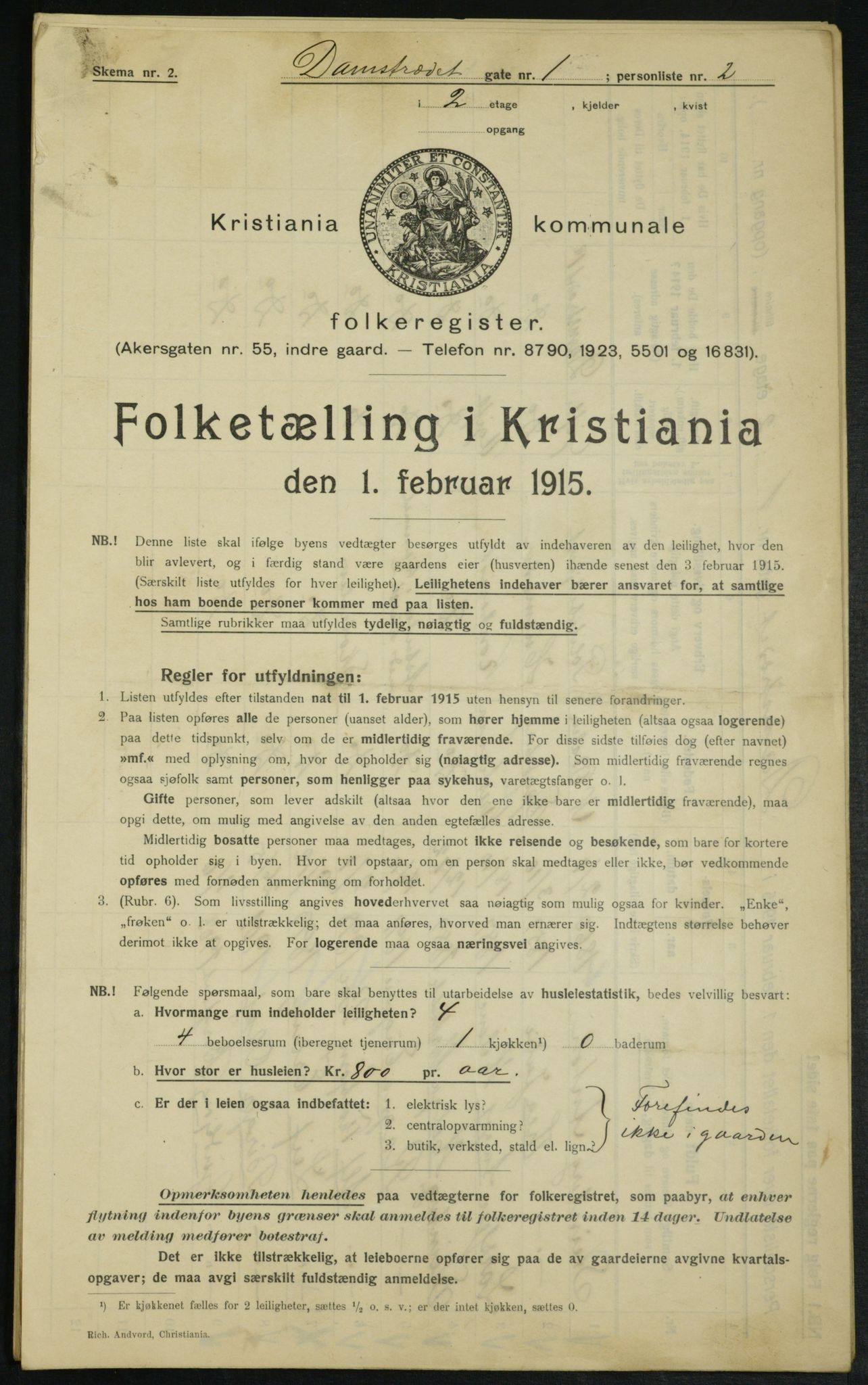 OBA, Kommunal folketelling 1.2.1915 for Kristiania, 1915, s. 14372