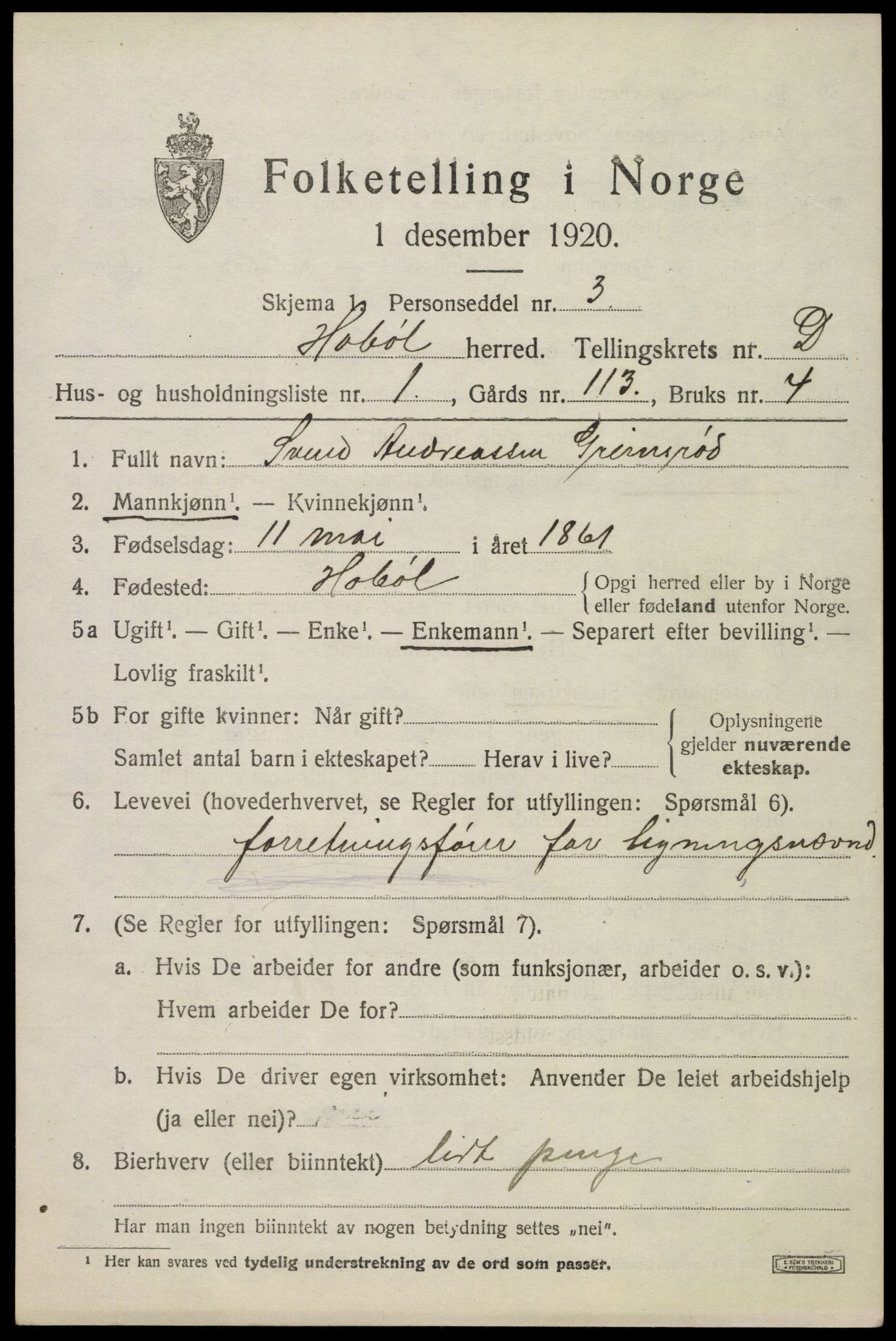 SAO, Folketelling 1920 for 0138 Hobøl herred, 1920, s. 2796