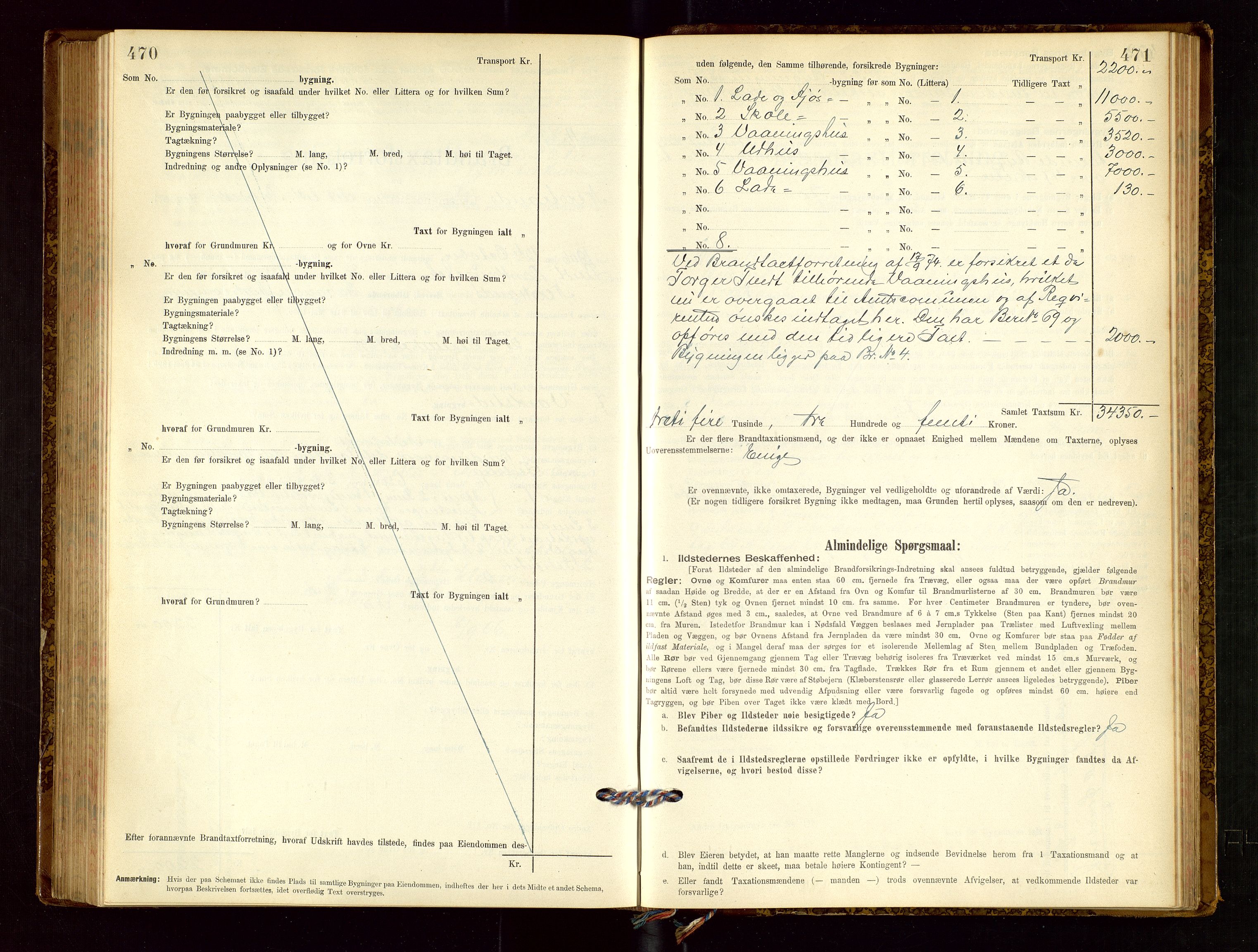 Nedstrand lensmannskontor, AV/SAST-A-100236/Gob/L0001: "Brandtaxationsprotokol for Nerstrand Lensmandsdistrikt Ryfylke fogderi", 1895-1915, s. 470-471