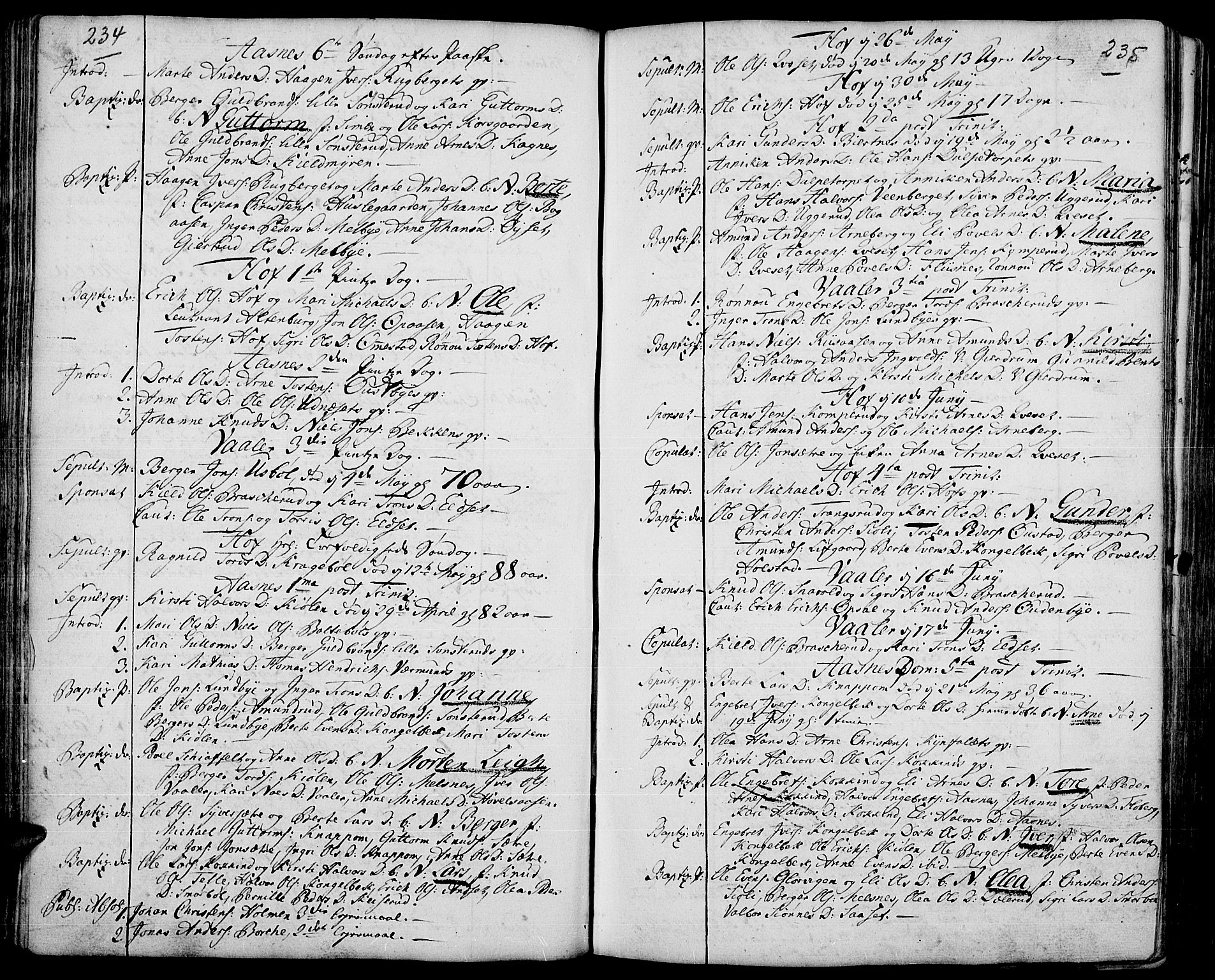 Hof prestekontor, AV/SAH-PREST-038/H/Ha/Haa/L0003: Ministerialbok nr. 3, 1750-1789, s. 234-235