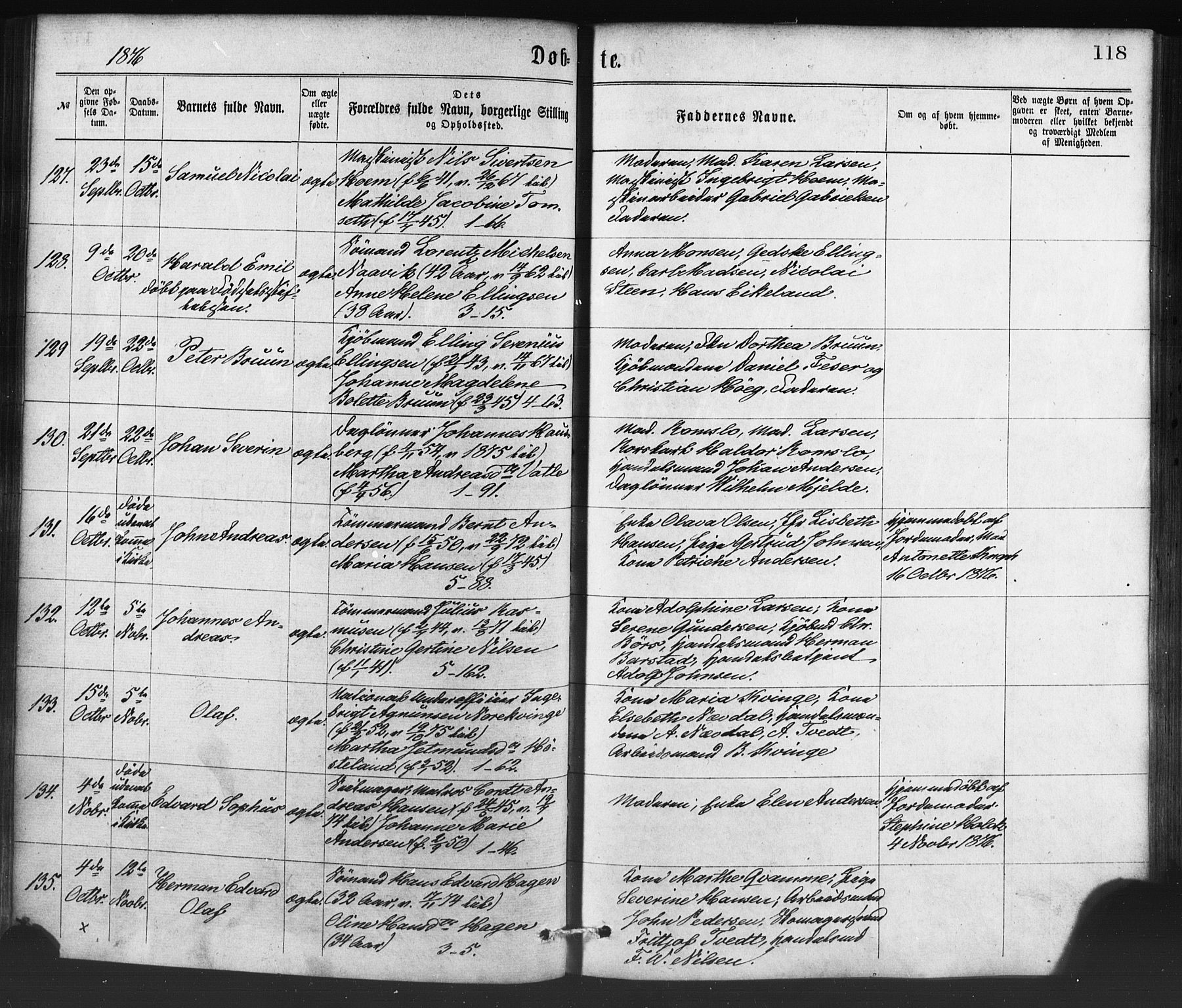 Nykirken Sokneprestembete, AV/SAB-A-77101/H/Haa/L0016: Ministerialbok nr. B 3, 1870-1884, s. 118