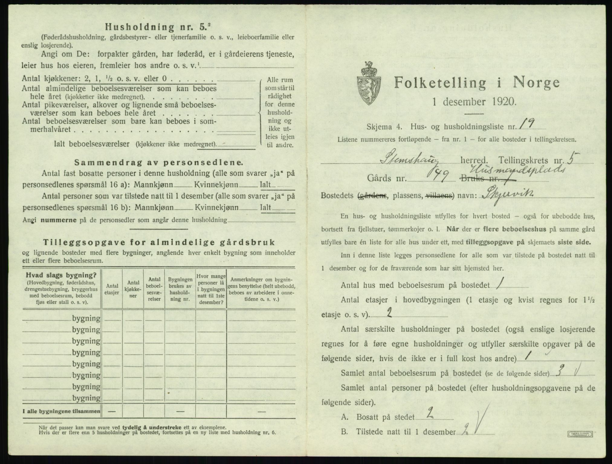 SAT, Folketelling 1920 for 1568 Stemshaug herred, 1920, s. 318