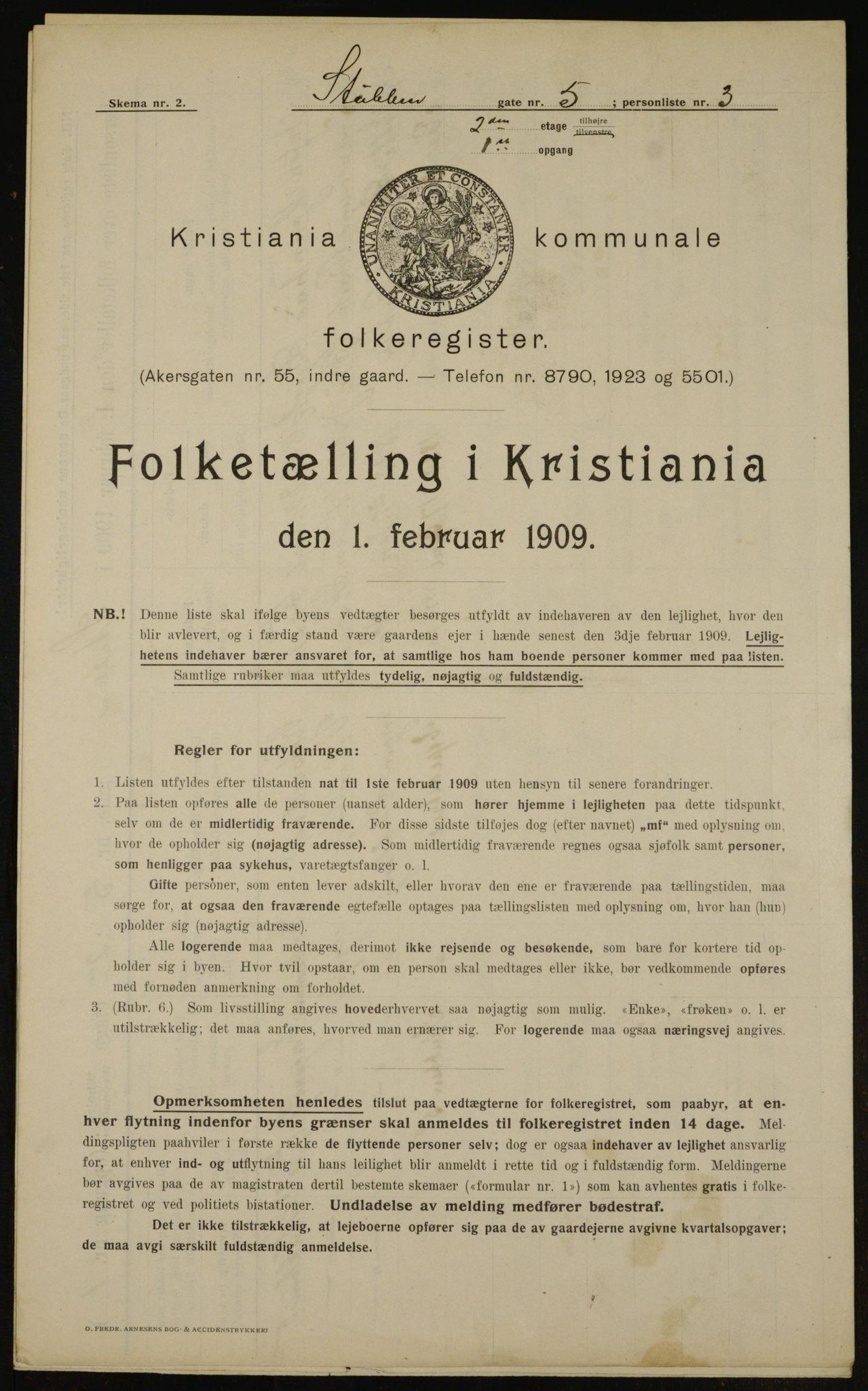 OBA, Kommunal folketelling 1.2.1909 for Kristiania kjøpstad, 1909, s. 94547