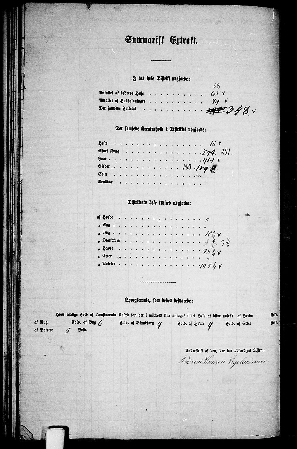 RA, Folketelling 1865 for 1037P Kvinesdal prestegjeld, 1865, s. 104