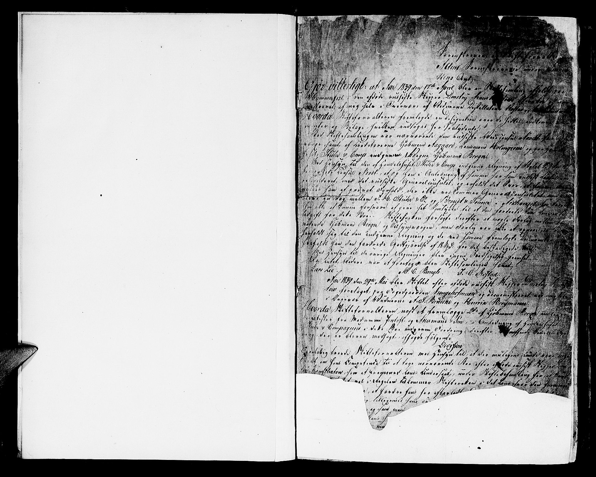 Alta fogderi/sorenskriveri, AV/SATØ-SATØ-5/1/L/Lb/L0475: Skifteutlodningsprotokoll, 1839-1859, s. 1a