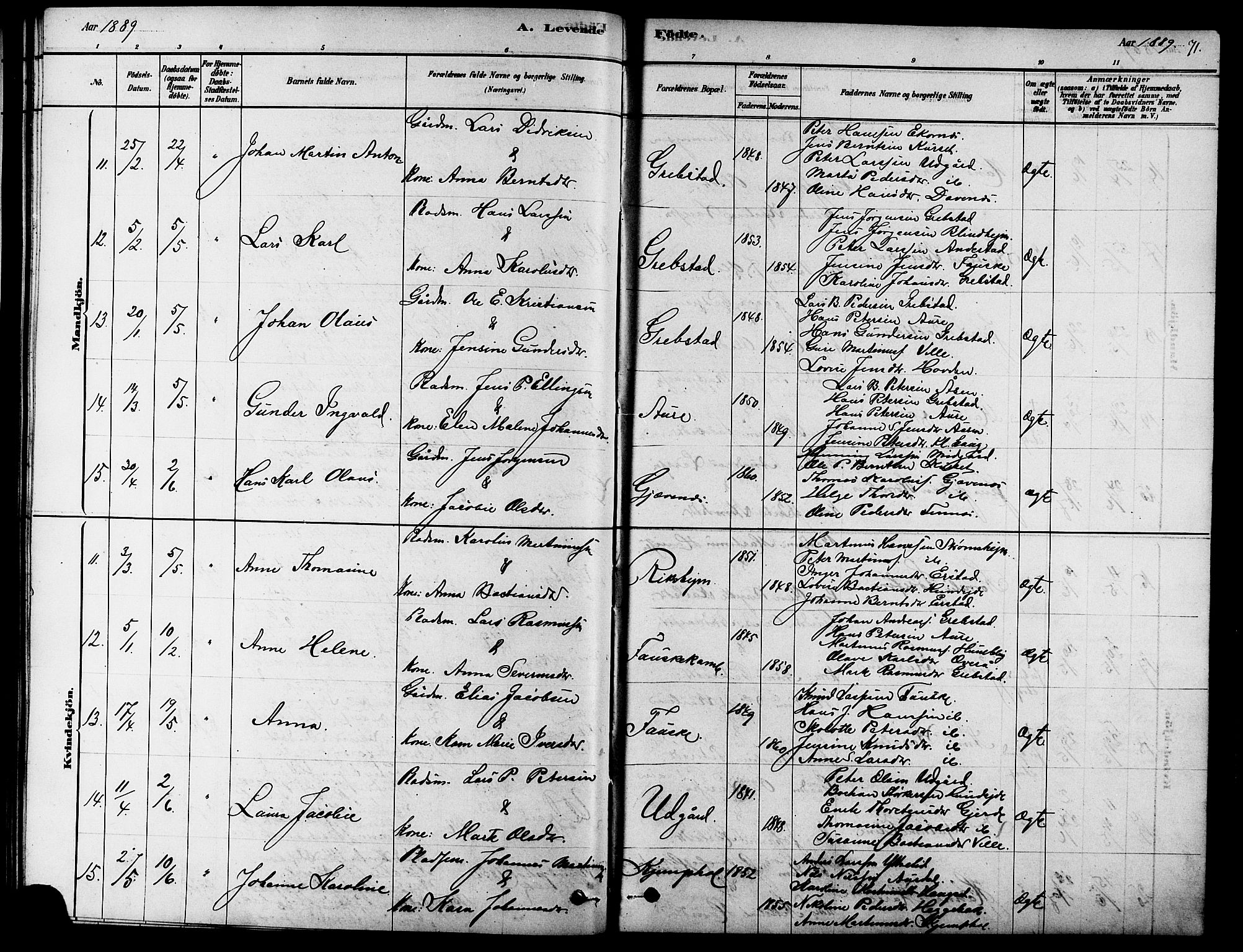 Ministerialprotokoller, klokkerbøker og fødselsregistre - Møre og Romsdal, AV/SAT-A-1454/523/L0339: Klokkerbok nr. 523C02, 1878-1891, s. 71