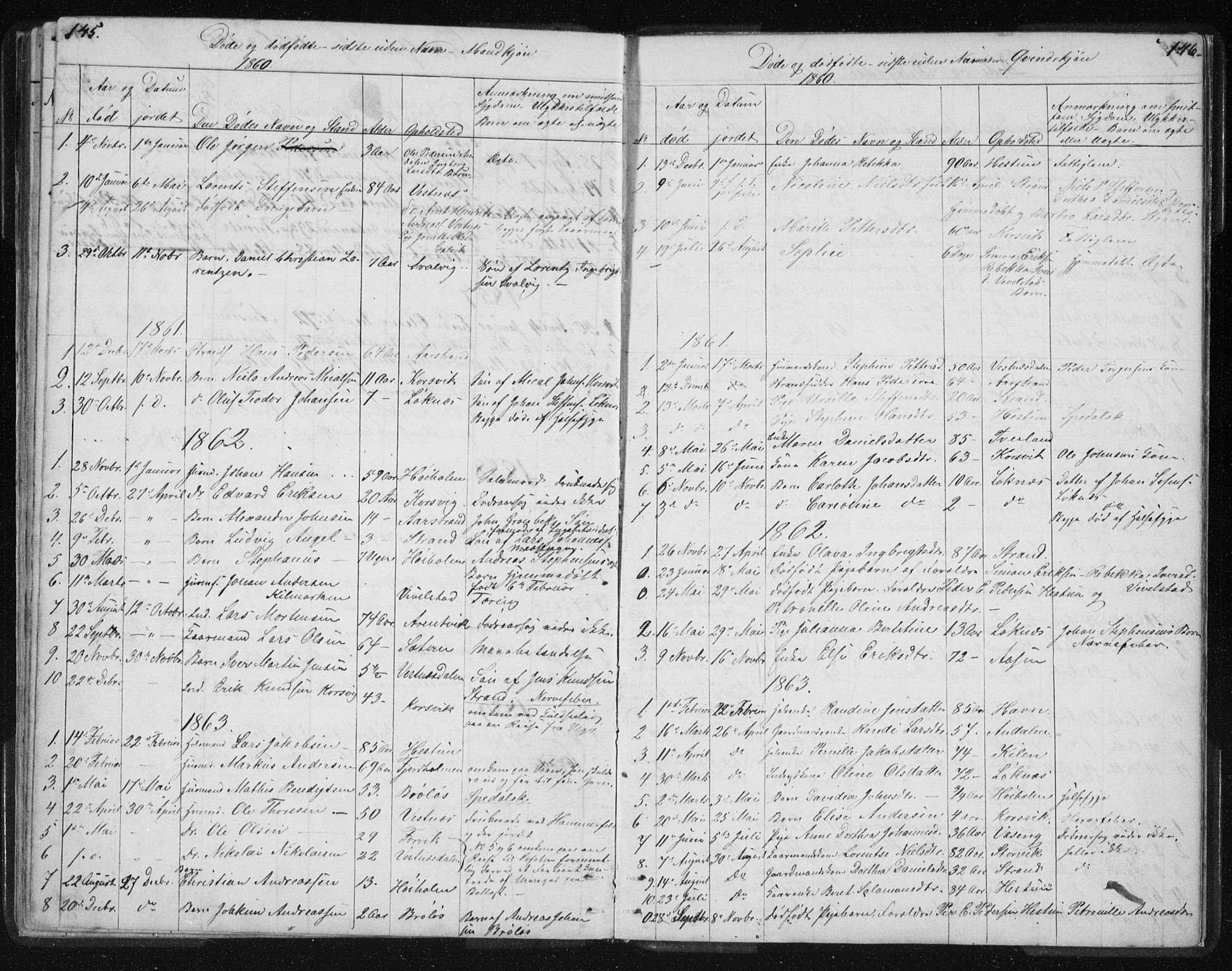 Ministerialprotokoller, klokkerbøker og fødselsregistre - Nordland, SAT/A-1459/819/L0275: Klokkerbok nr. 819C01, 1841-1868, s. 145-146