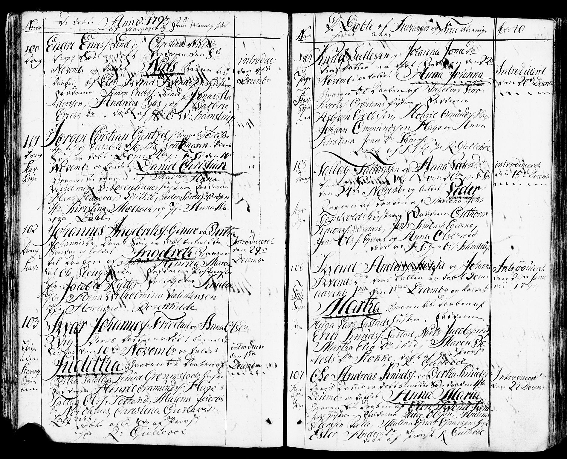 Domkirken sokneprestkontor, AV/SAST-A-101812/001/30/30BB/L0007: Klokkerbok nr. B 7, 1791-1813, s. 40