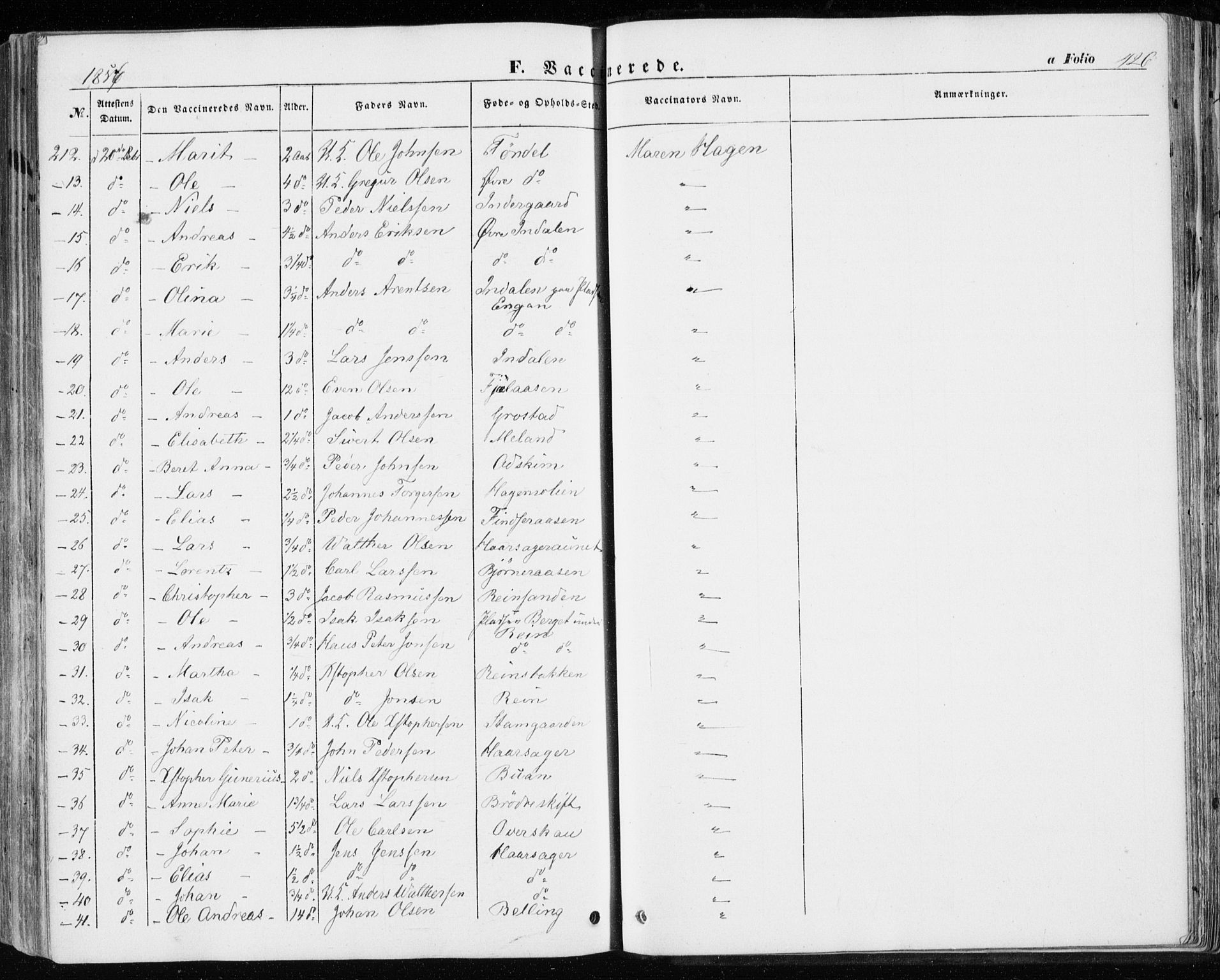 Ministerialprotokoller, klokkerbøker og fødselsregistre - Sør-Trøndelag, AV/SAT-A-1456/646/L0611: Ministerialbok nr. 646A09, 1848-1857, s. 426