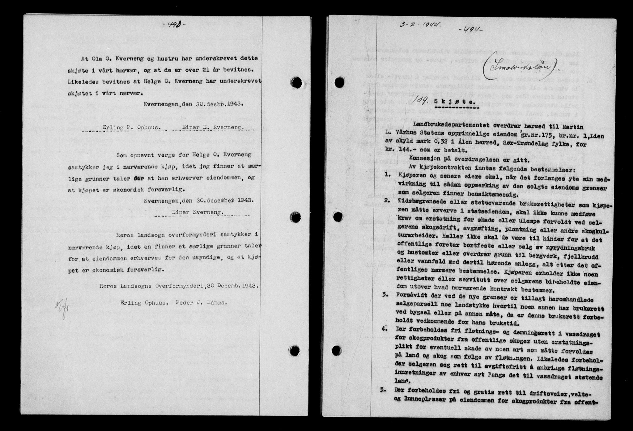 Gauldal sorenskriveri, SAT/A-0014/1/2/2C/L0057: Pantebok nr. 62, 1943-1944, Dagboknr: 139/1944