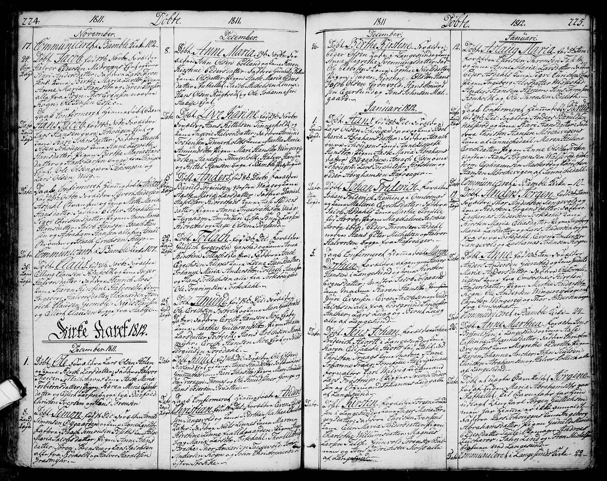 Bamble kirkebøker, AV/SAKO-A-253/F/Fa/L0002: Ministerialbok nr. I 2, 1775-1814, s. 224-225