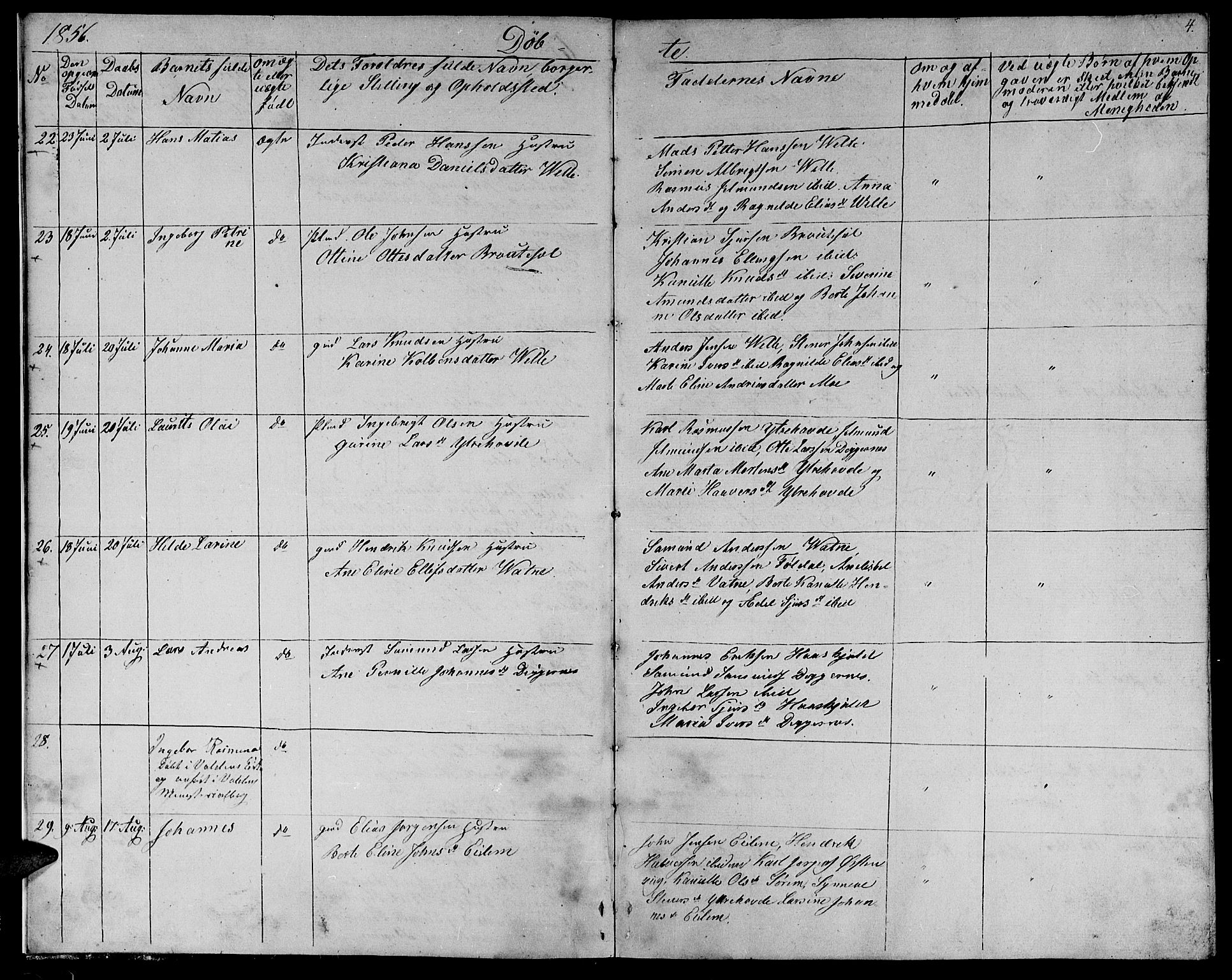 Ministerialprotokoller, klokkerbøker og fødselsregistre - Møre og Romsdal, AV/SAT-A-1454/513/L0187: Klokkerbok nr. 513C01, 1856-1864, s. 4
