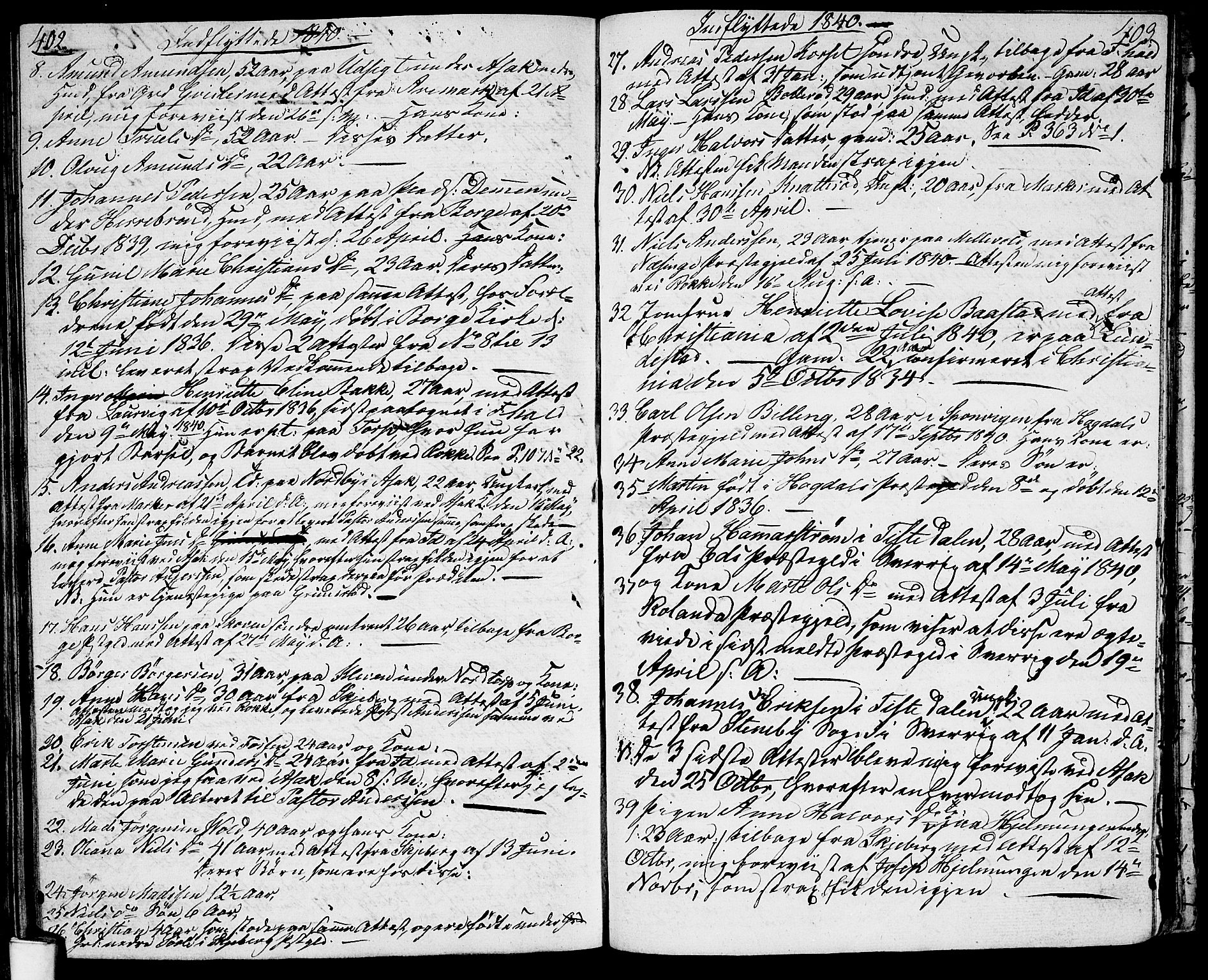 Berg prestekontor Kirkebøker, AV/SAO-A-10902/G/Ga/L0002: Klokkerbok nr. I 2, 1832-1844, s. 402-403