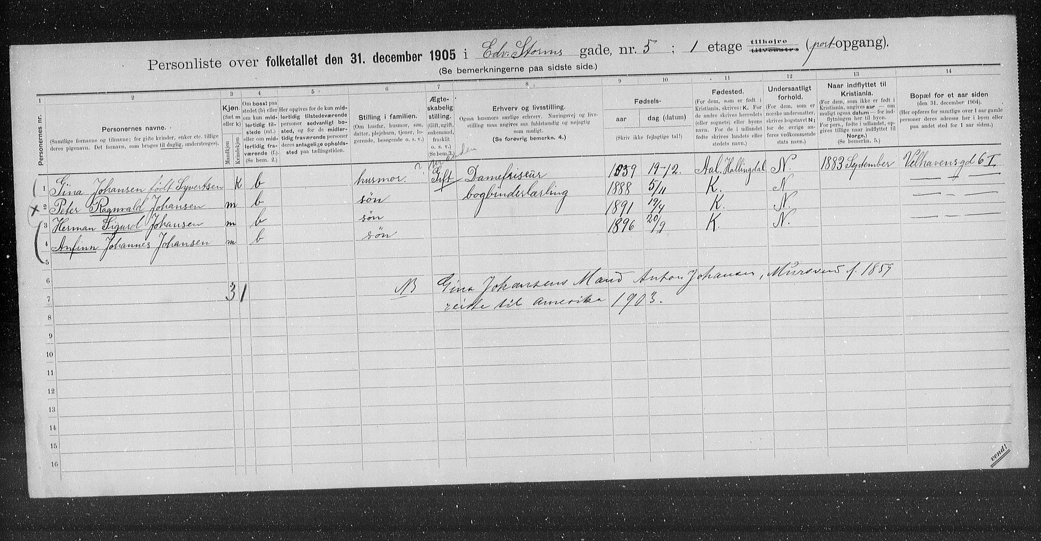 OBA, Kommunal folketelling 31.12.1905 for Kristiania kjøpstad, 1905, s. 9781