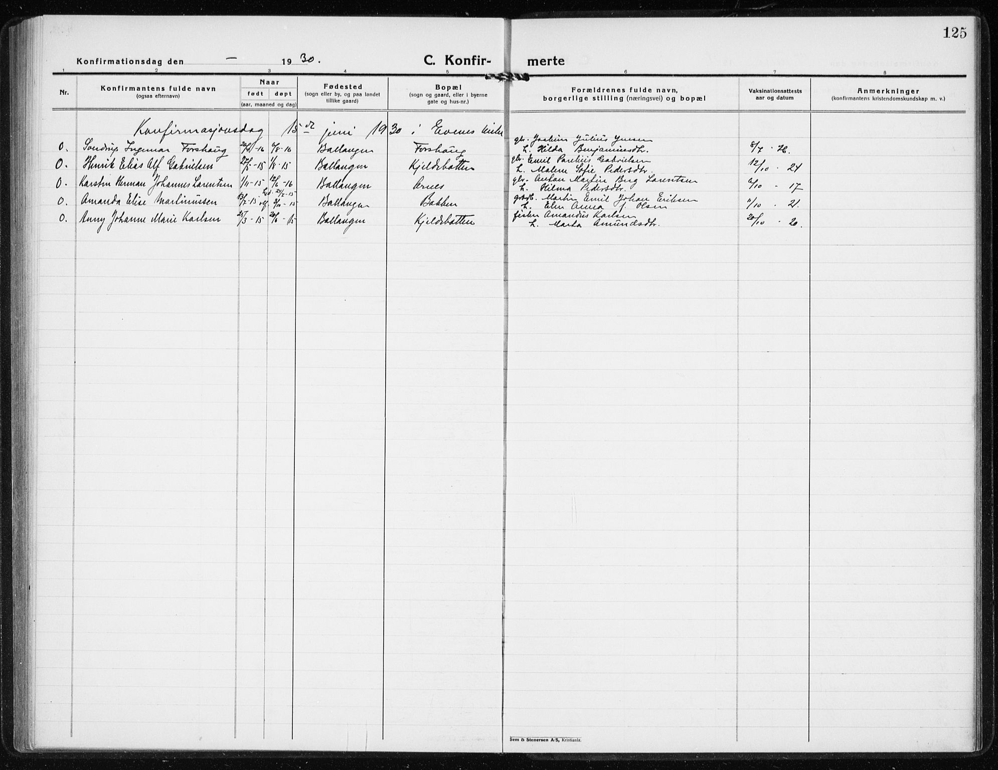 Ministerialprotokoller, klokkerbøker og fødselsregistre - Nordland, AV/SAT-A-1459/869/L0975: Klokkerbok nr. 869C01, 1923-1939, s. 125