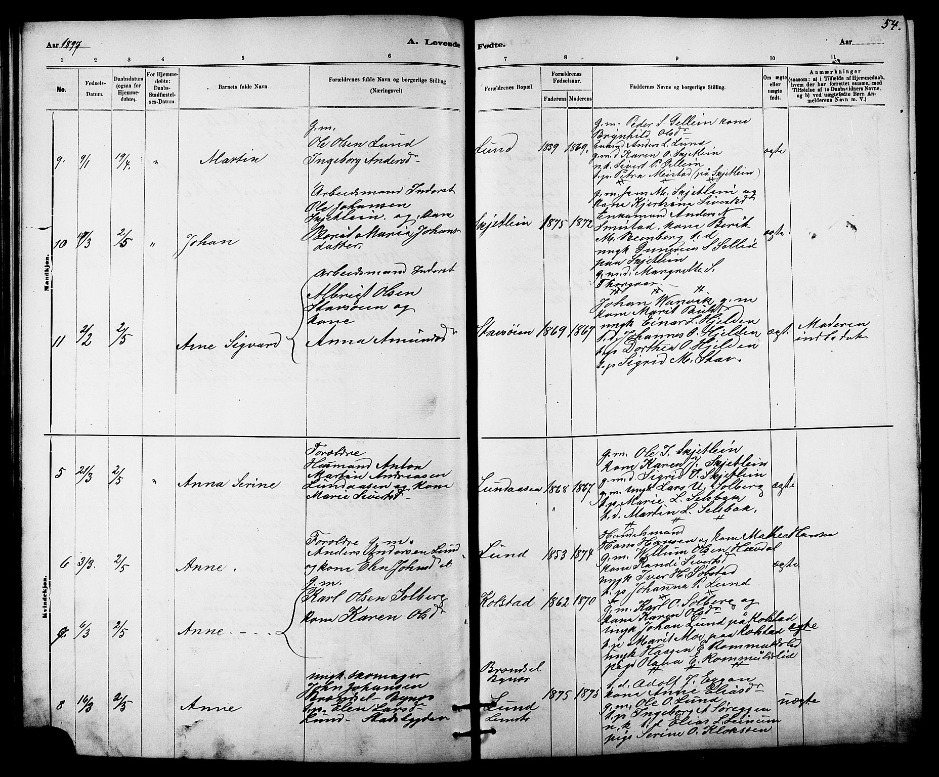 Ministerialprotokoller, klokkerbøker og fødselsregistre - Sør-Trøndelag, AV/SAT-A-1456/613/L0395: Klokkerbok nr. 613C03, 1887-1909, s. 54