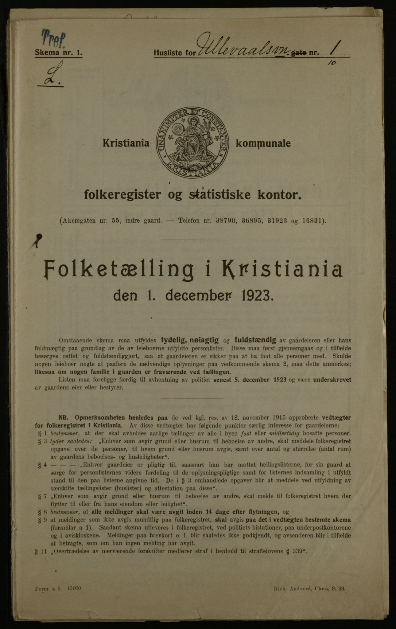 OBA, Kommunal folketelling 1.12.1923 for Kristiania, 1923, s. 131324