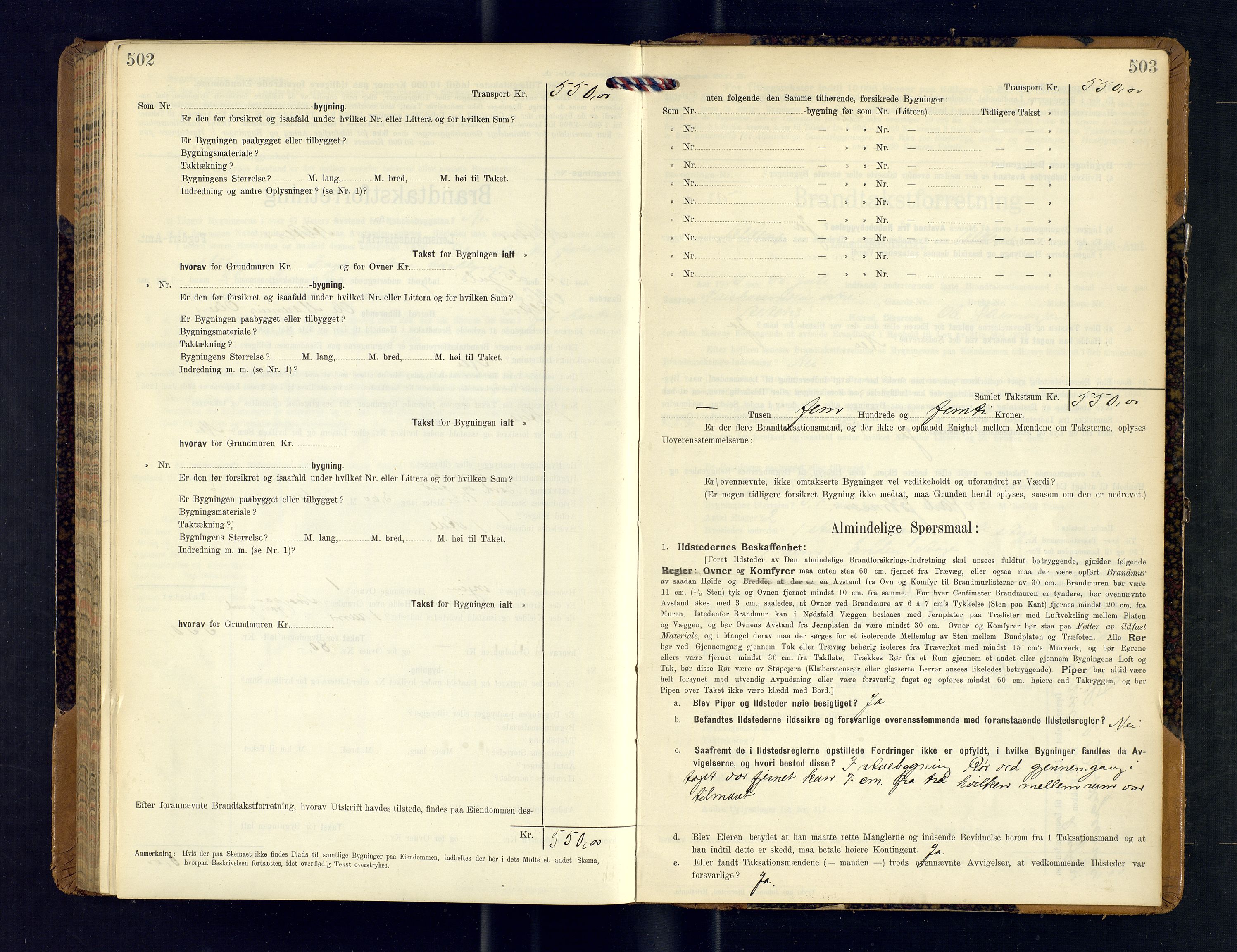 Alta lensmannskontor, AV/SATØ-S-1165/O/Ob/L0171: Branntakstprotokoll, 1911-1915, s. 502-503