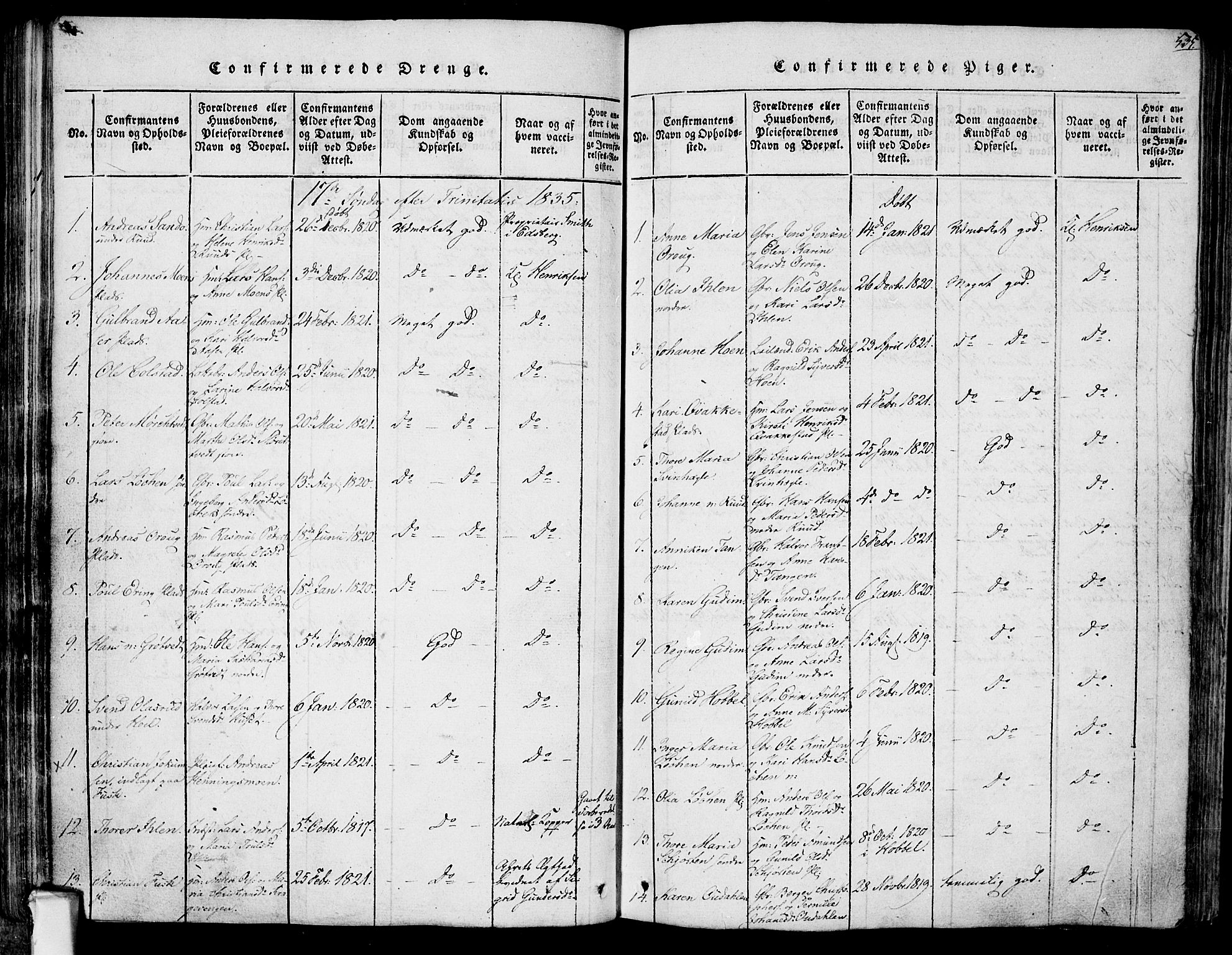 Askim prestekontor Kirkebøker, AV/SAO-A-10900/F/Fa/L0004: Ministerialbok nr. 4, 1817-1846, s. 534-535