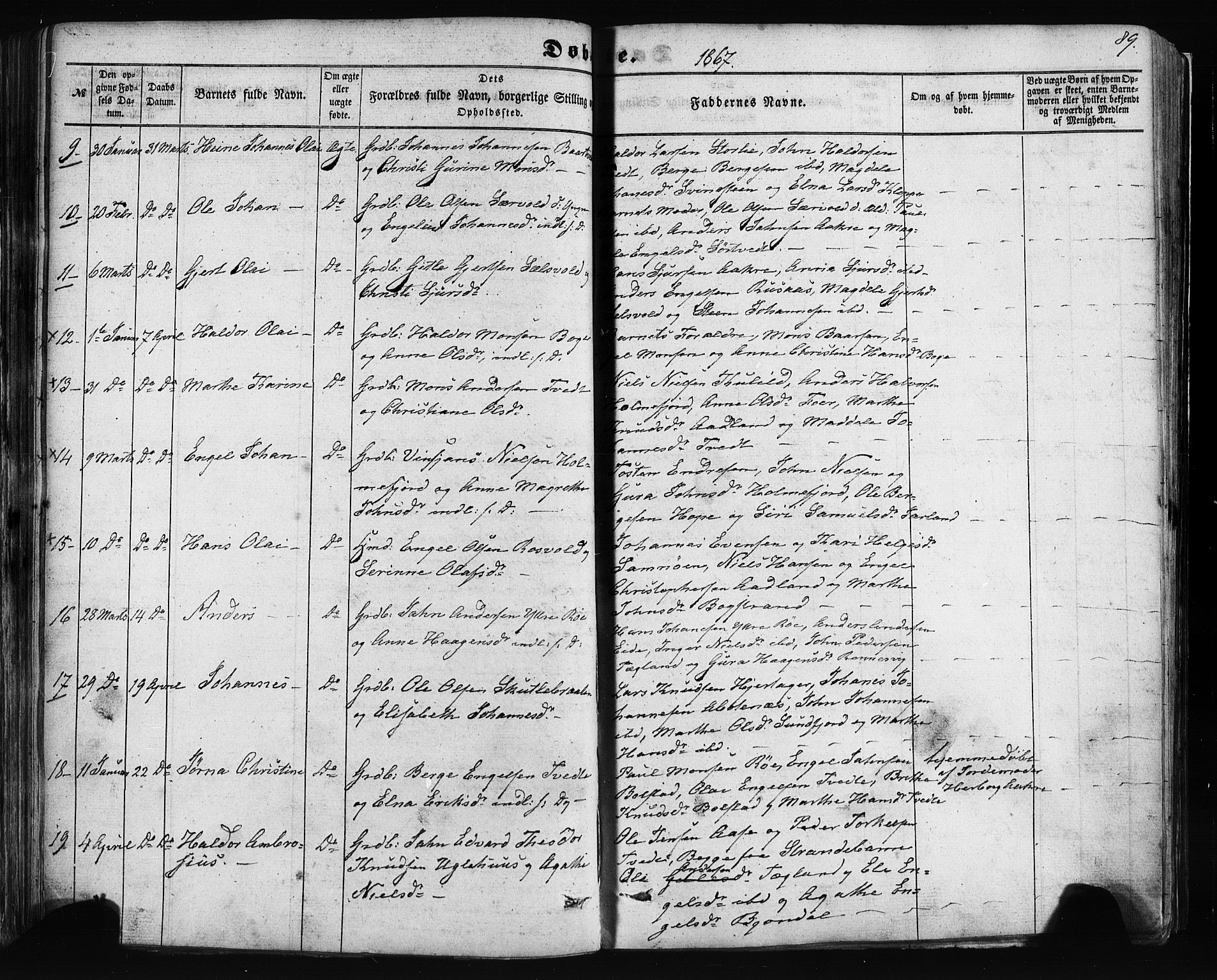 Fusa sokneprestembete, AV/SAB-A-75401/H/Haa: Ministerialbok nr. A 1I, 1855-1879, s. 89