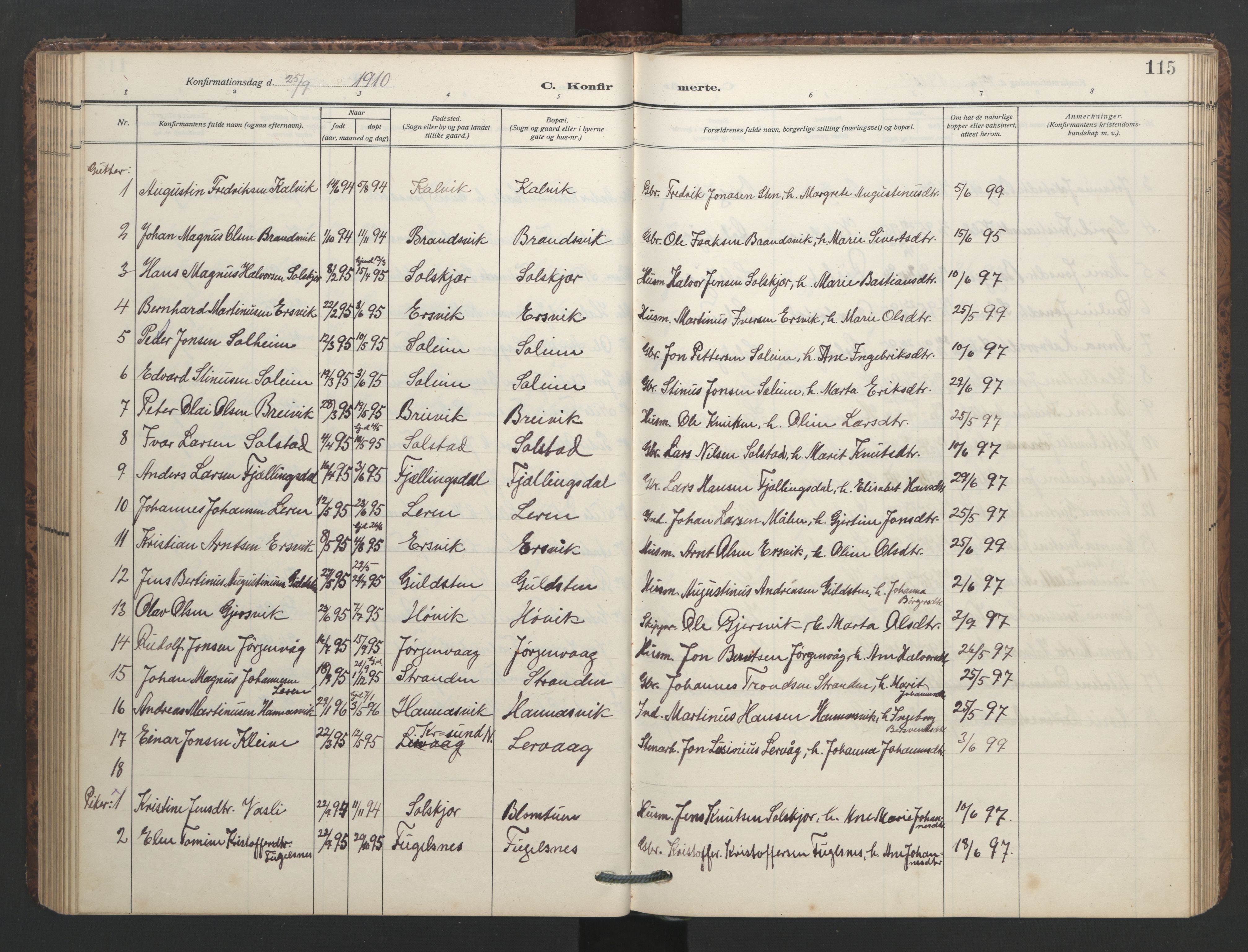 Ministerialprotokoller, klokkerbøker og fødselsregistre - Møre og Romsdal, AV/SAT-A-1454/577/L0897: Klokkerbok nr. 577C01, 1909-1946, s. 115