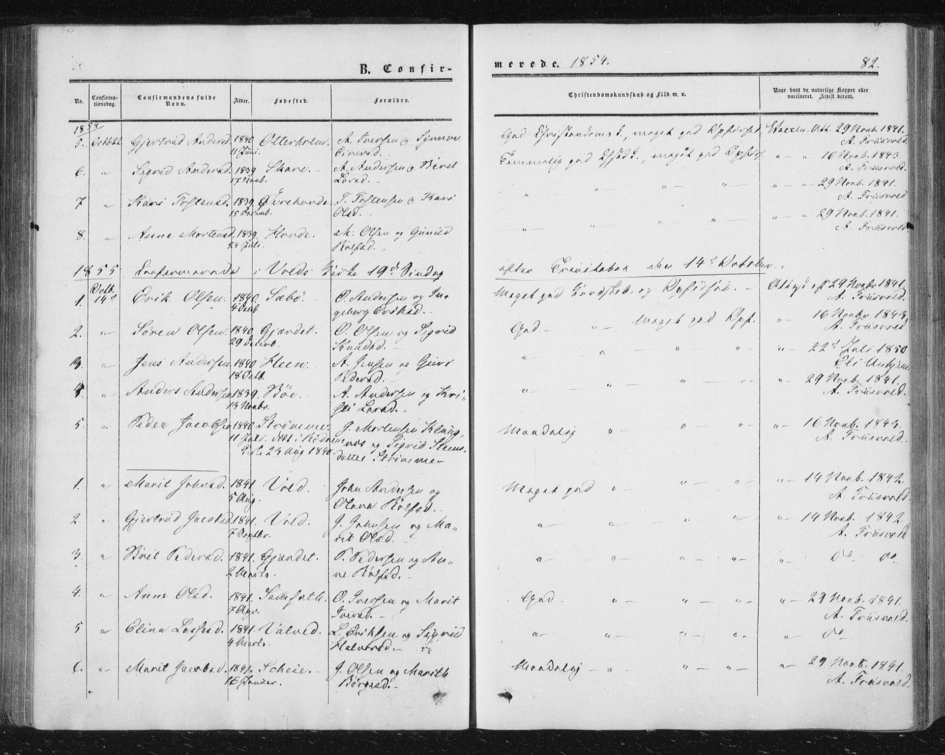 Ministerialprotokoller, klokkerbøker og fødselsregistre - Møre og Romsdal, SAT/A-1454/543/L0562: Ministerialbok nr. 543A02, 1854-1884, s. 82