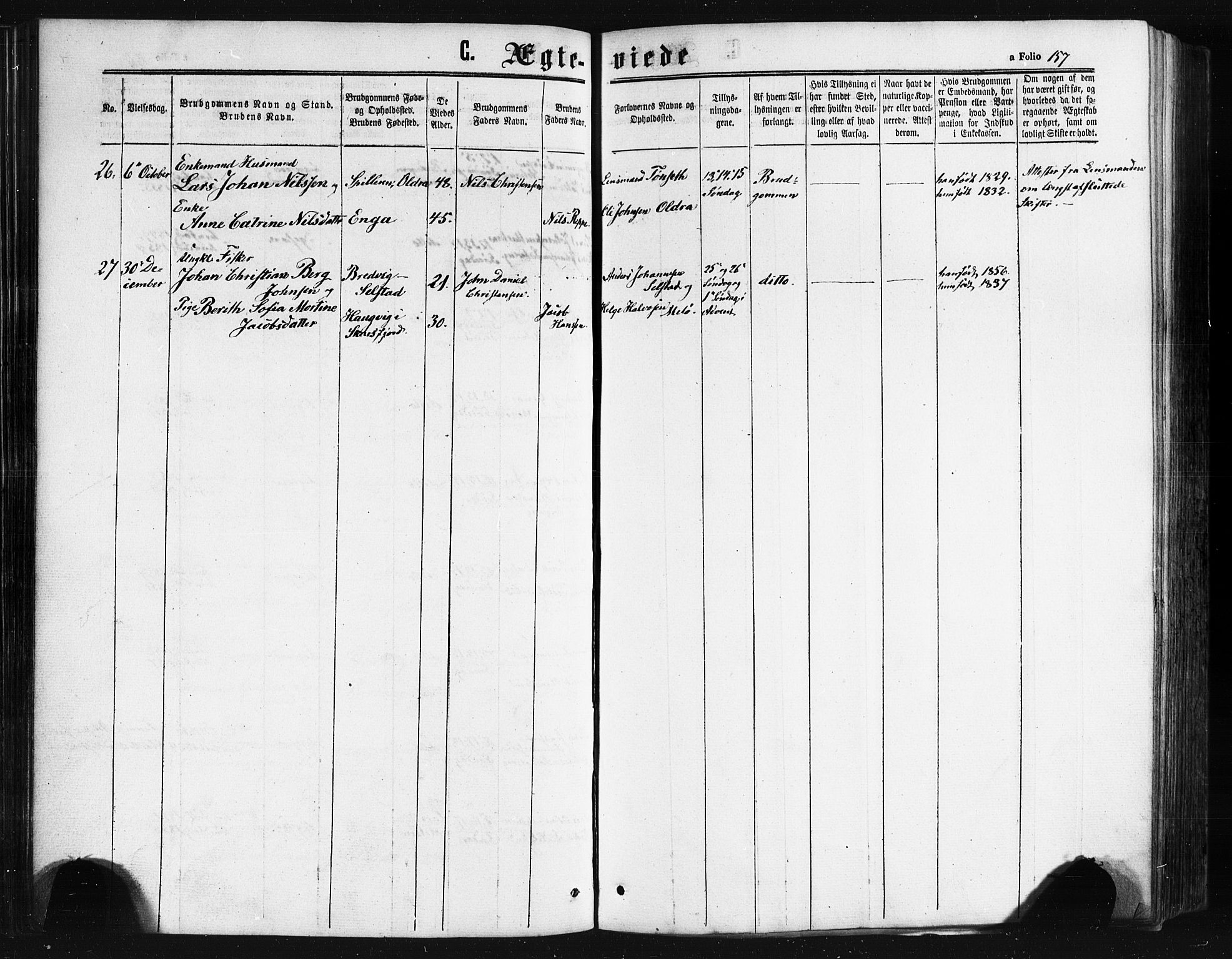 Ministerialprotokoller, klokkerbøker og fødselsregistre - Nordland, AV/SAT-A-1459/841/L0607: Ministerialbok nr. 841A11 /2, 1863-1877, s. 157