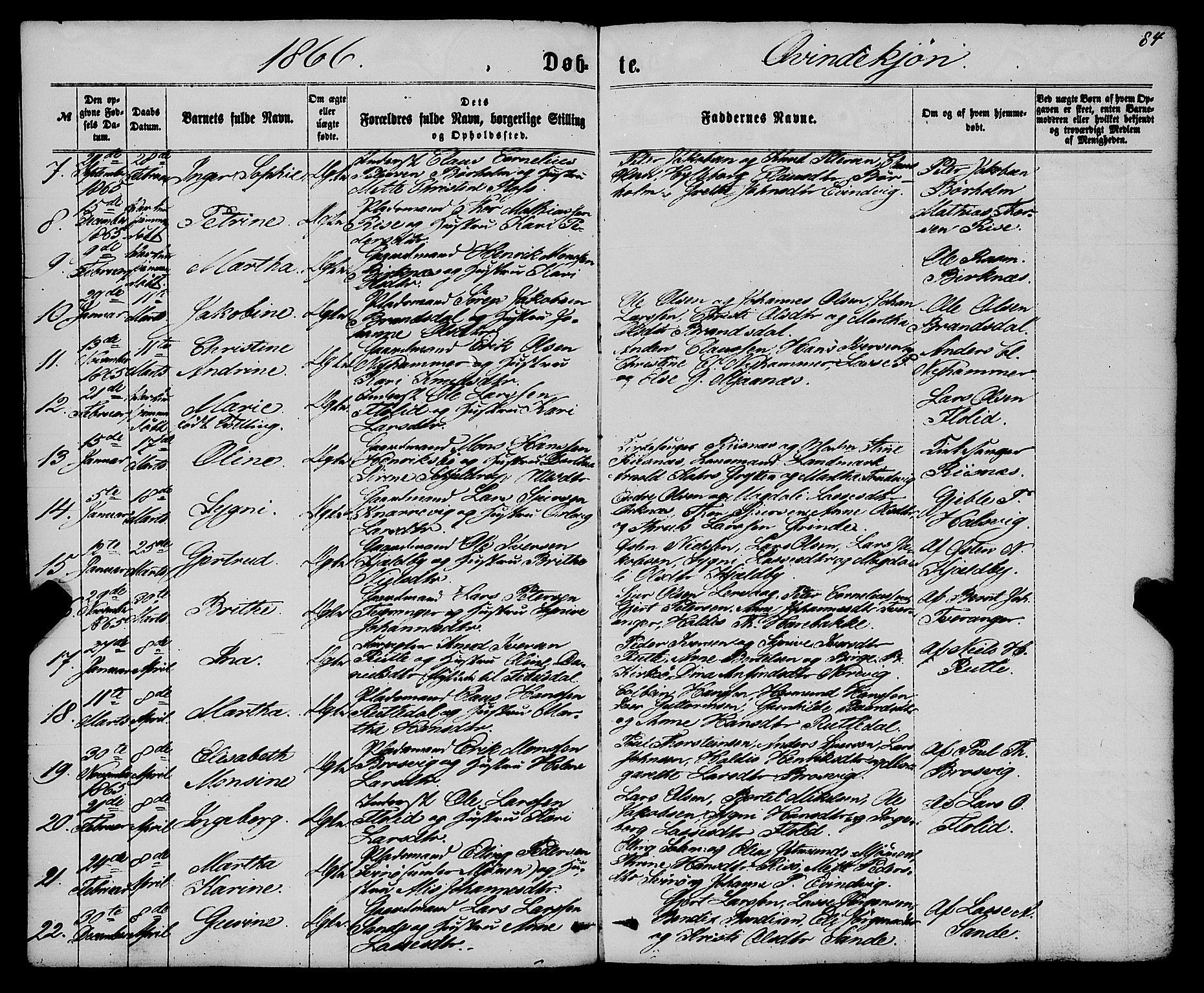 Gulen sokneprestembete, AV/SAB-A-80201/H/Haa/Haaa/L0022: Ministerialbok nr. A 22, 1859-1869, s. 84
