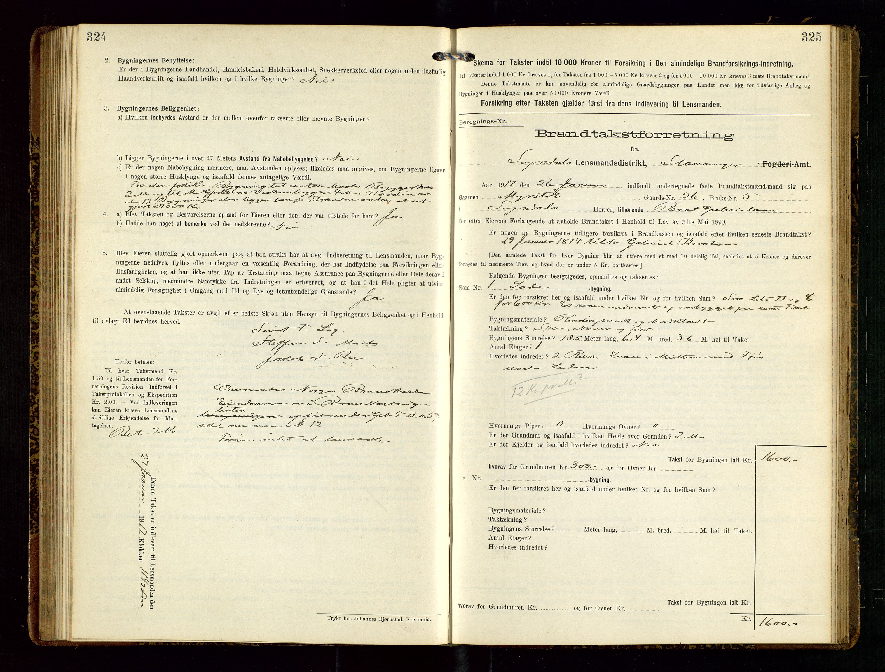 Sokndal lensmannskontor, AV/SAST-A-100417/Gob/L0003: "Brandtakst-Protokol", 1914-1917, s. 324-325