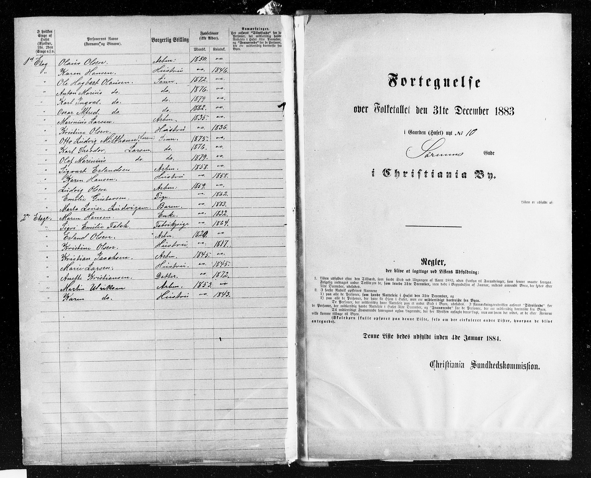 OBA, Kommunal folketelling 31.12.1883 for Kristiania kjøpstad, 1883, s. 4599