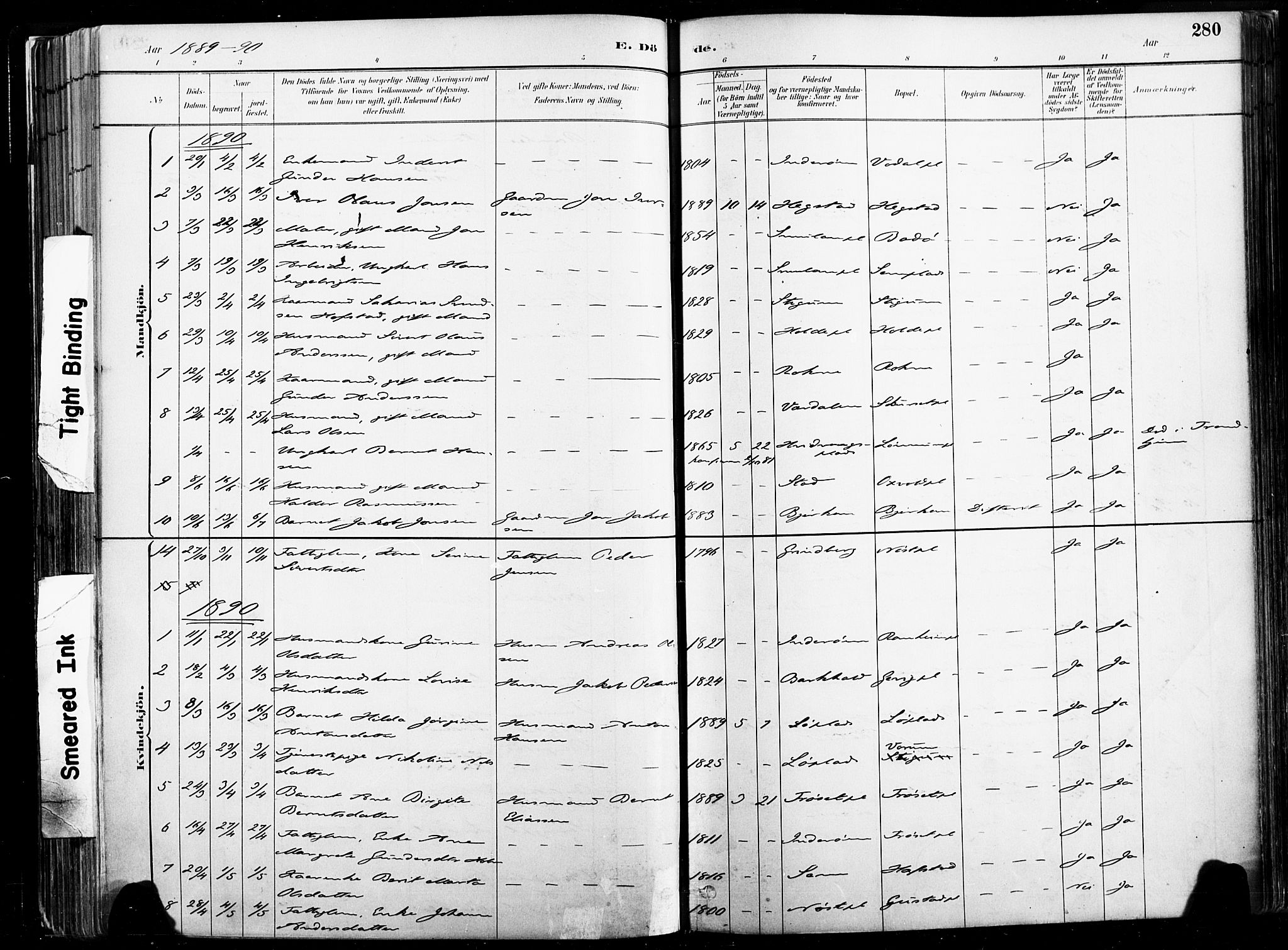 Ministerialprotokoller, klokkerbøker og fødselsregistre - Nord-Trøndelag, SAT/A-1458/735/L0351: Ministerialbok nr. 735A10, 1884-1908, s. 280