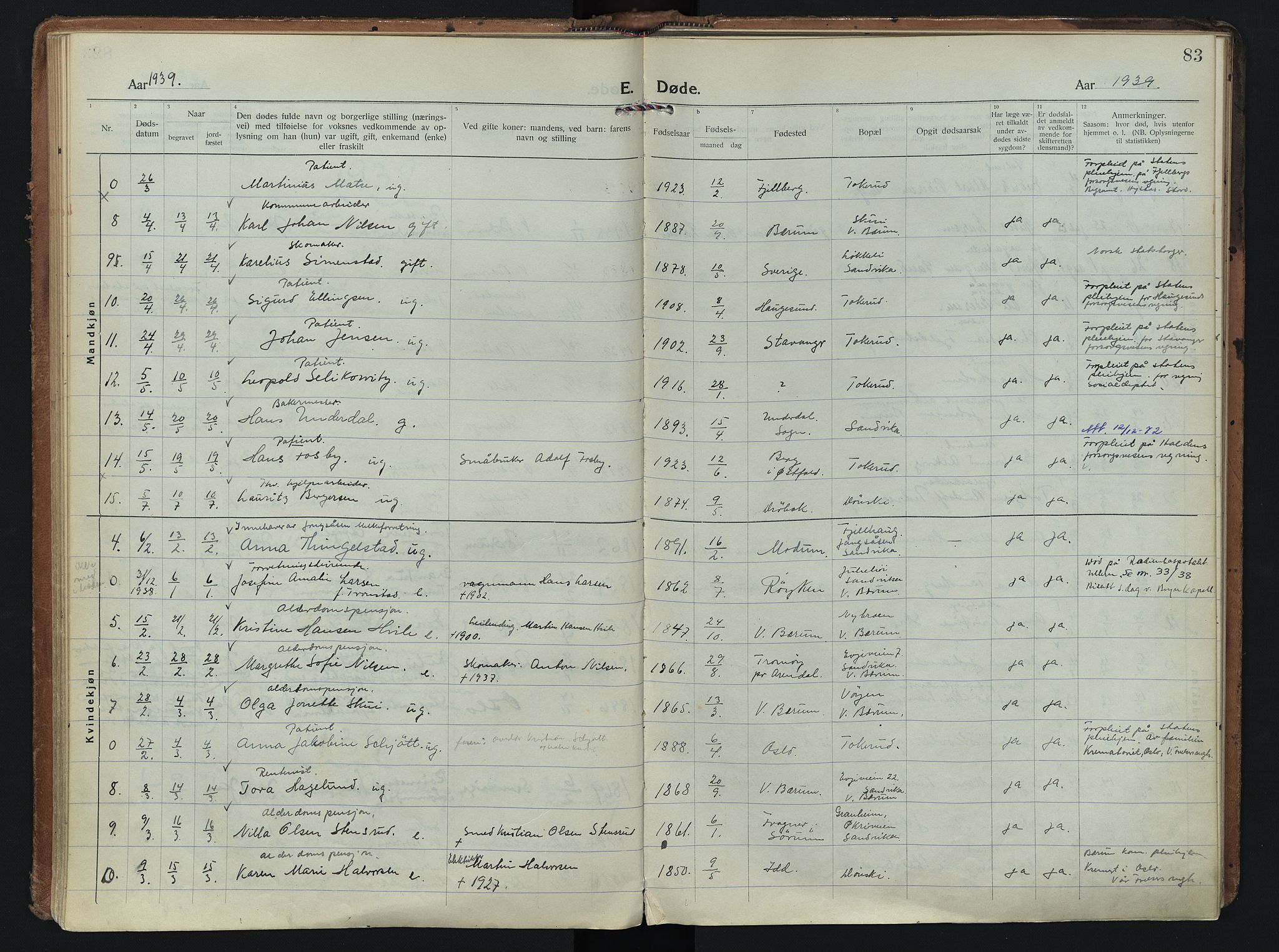 Vestre Bærum prestekontor Kirkebøker, AV/SAO-A-10209a/F/Fa/L0005: Ministerialbok nr. 5, 1922-1962, s. 83
